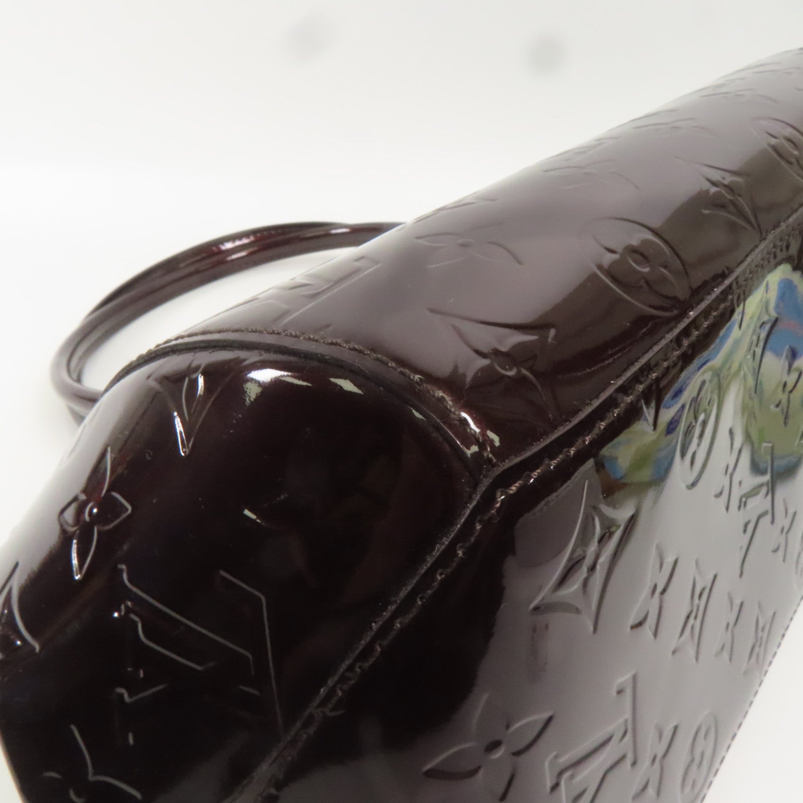 LOUIS VUITTON Monogram Vernis Sherwood PM金扣肩背袋酒紅色