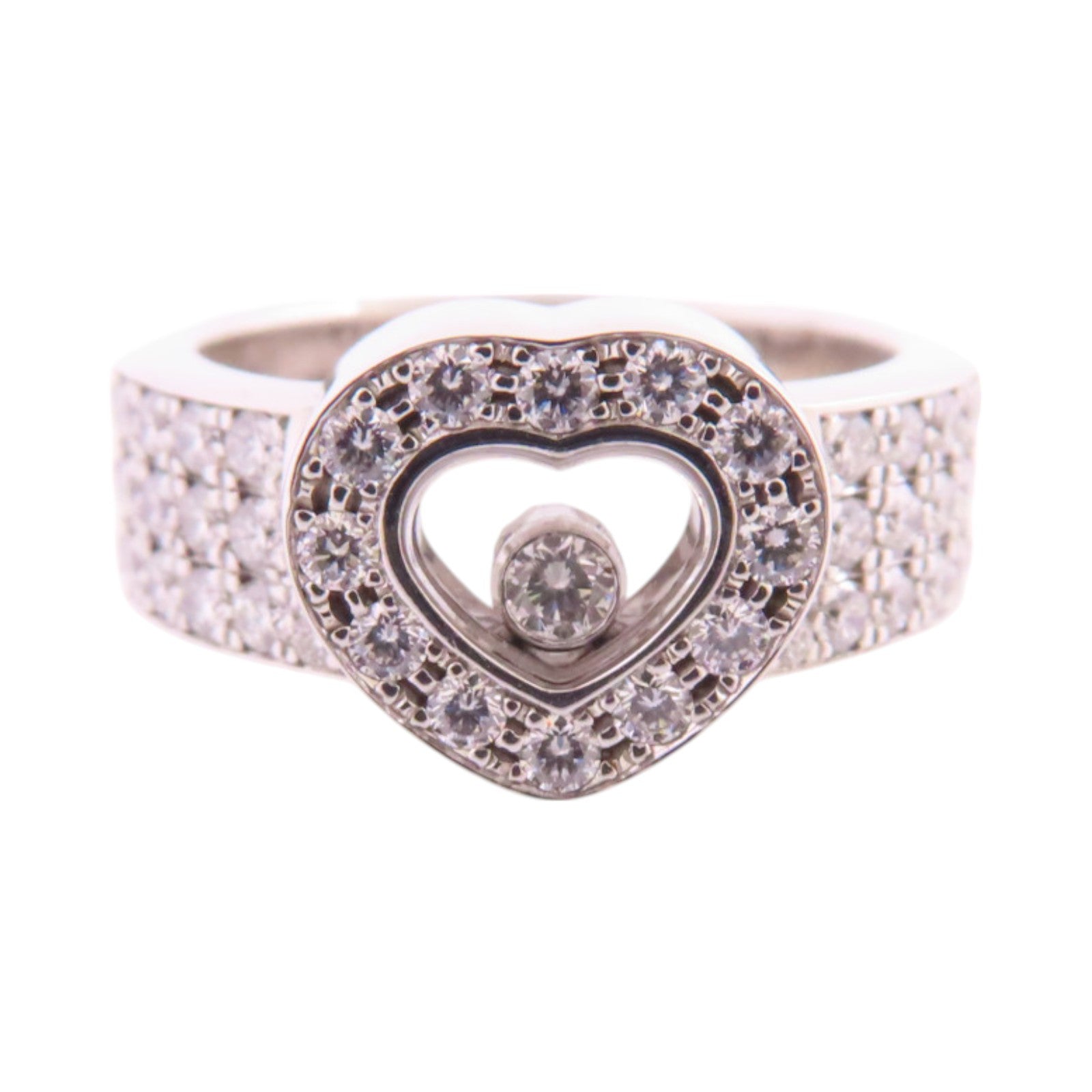 Chopard 18K白金/鑽石Happy Diamonds Heart Ring戒指US#5