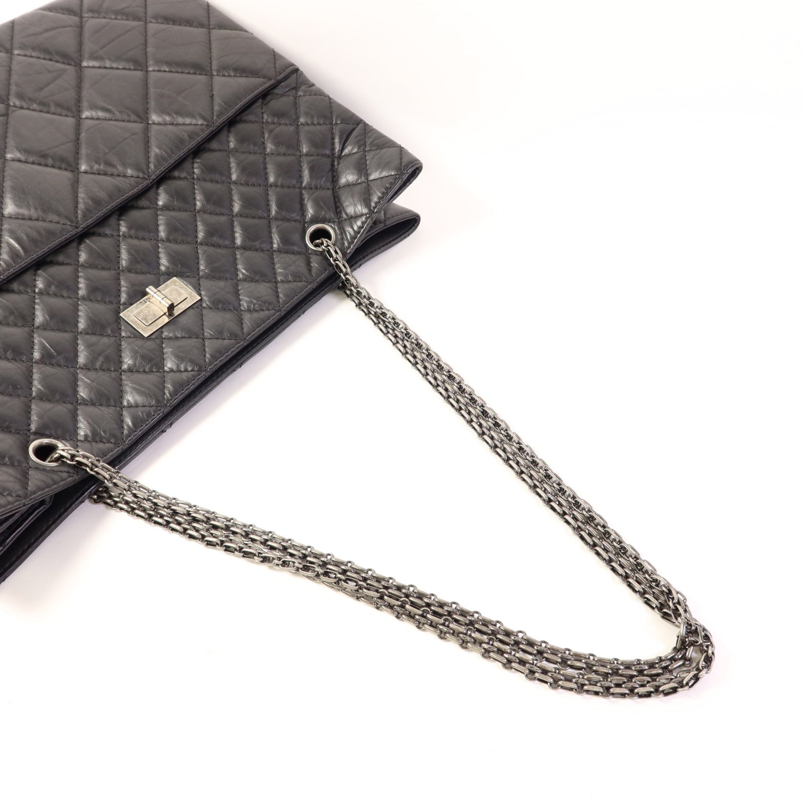 CHANEL 牛皮皮革2.55銀扣手挽袋