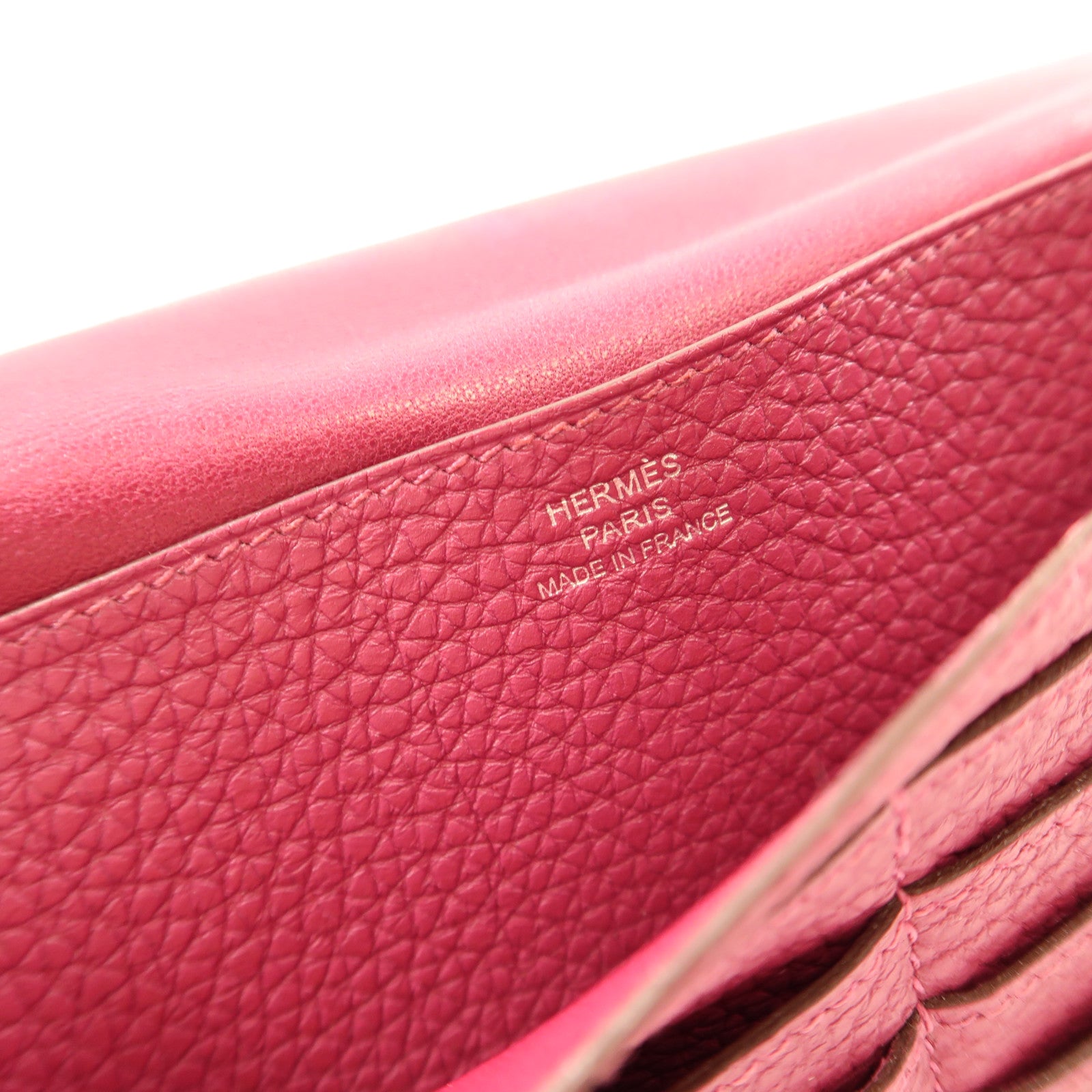 HERMES 【激減優惠】Togo皮革Dogon Long Wallet銀扣長錢包L3 Rose Pourpre