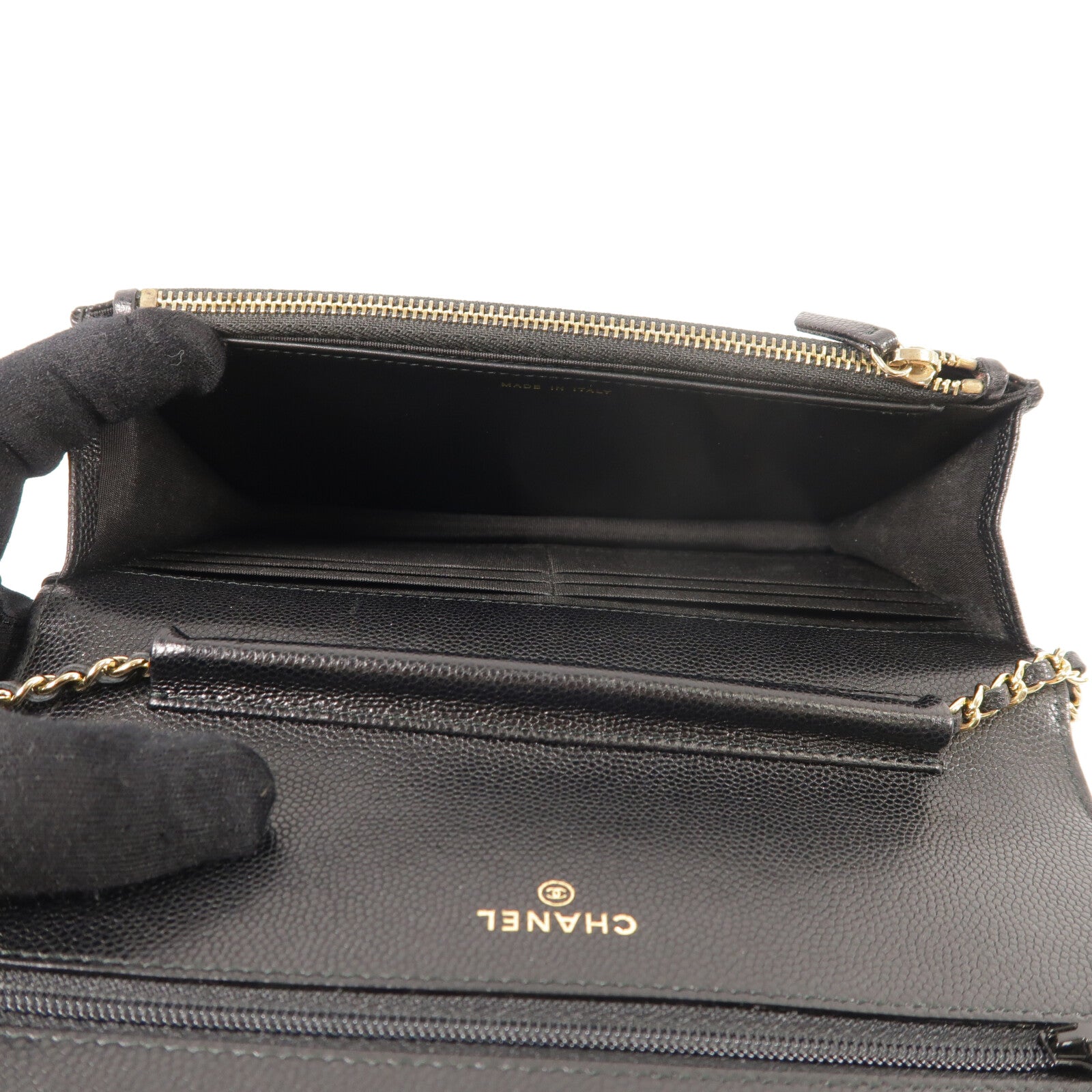 CHANEL 牛皮皮革Golden Class Double CC Wallet On Chain鏈帶肩背袋