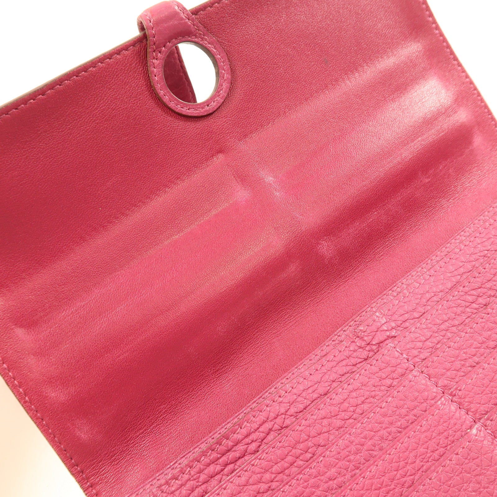 HERMES Togo皮革Dogon Long Wallet銀扣長錢包L3 Rose Pourpre