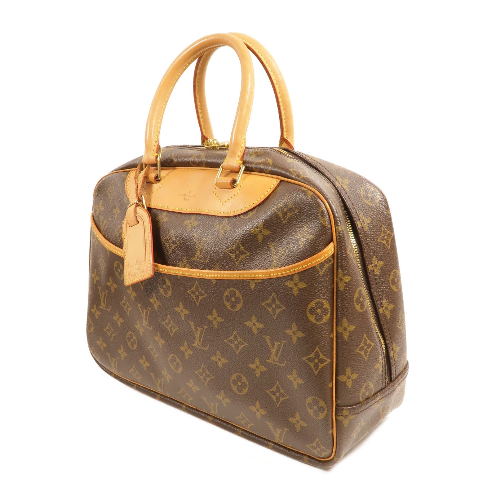 LOUIS VUITTON Monogram Deauville金扣手挽袋棕色
