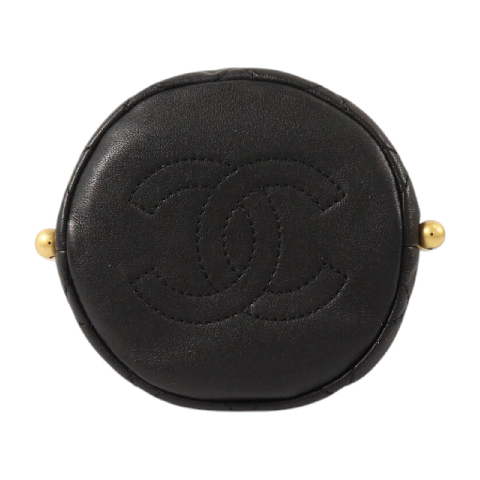CHANEL 牛皮皮革Mini Pearl Bucket Bag金扣鏈帶肩背袋
