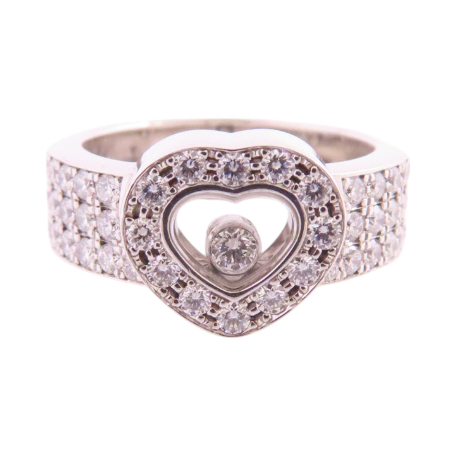 Chopard 18K白金/鑽石Happy Diamonds Heart Ring戒指US#5