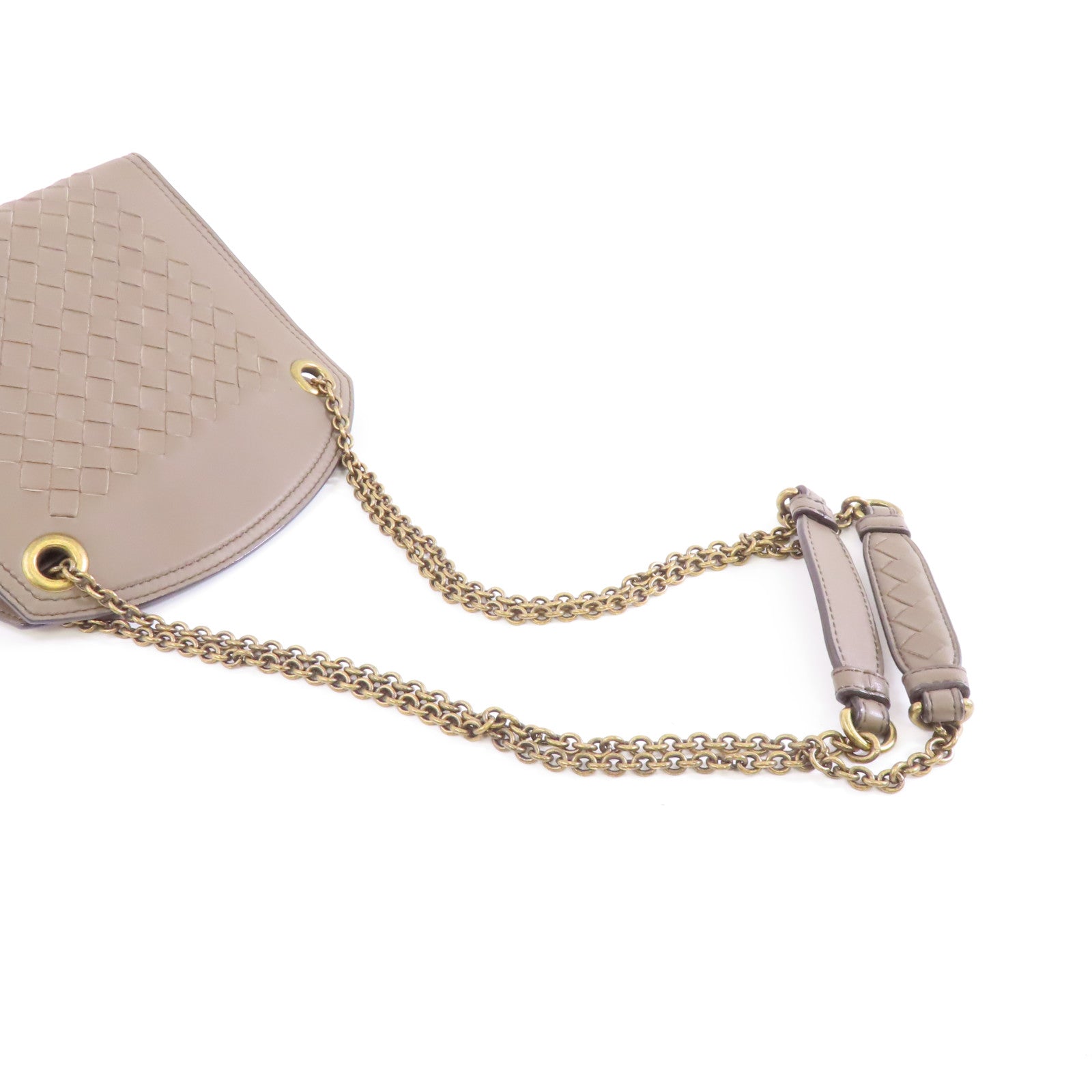BOTTEGA VENETA 【激減優惠】羊皮皮革Chain Shoulder Bag金扣鏈帶肩背袋米灰色