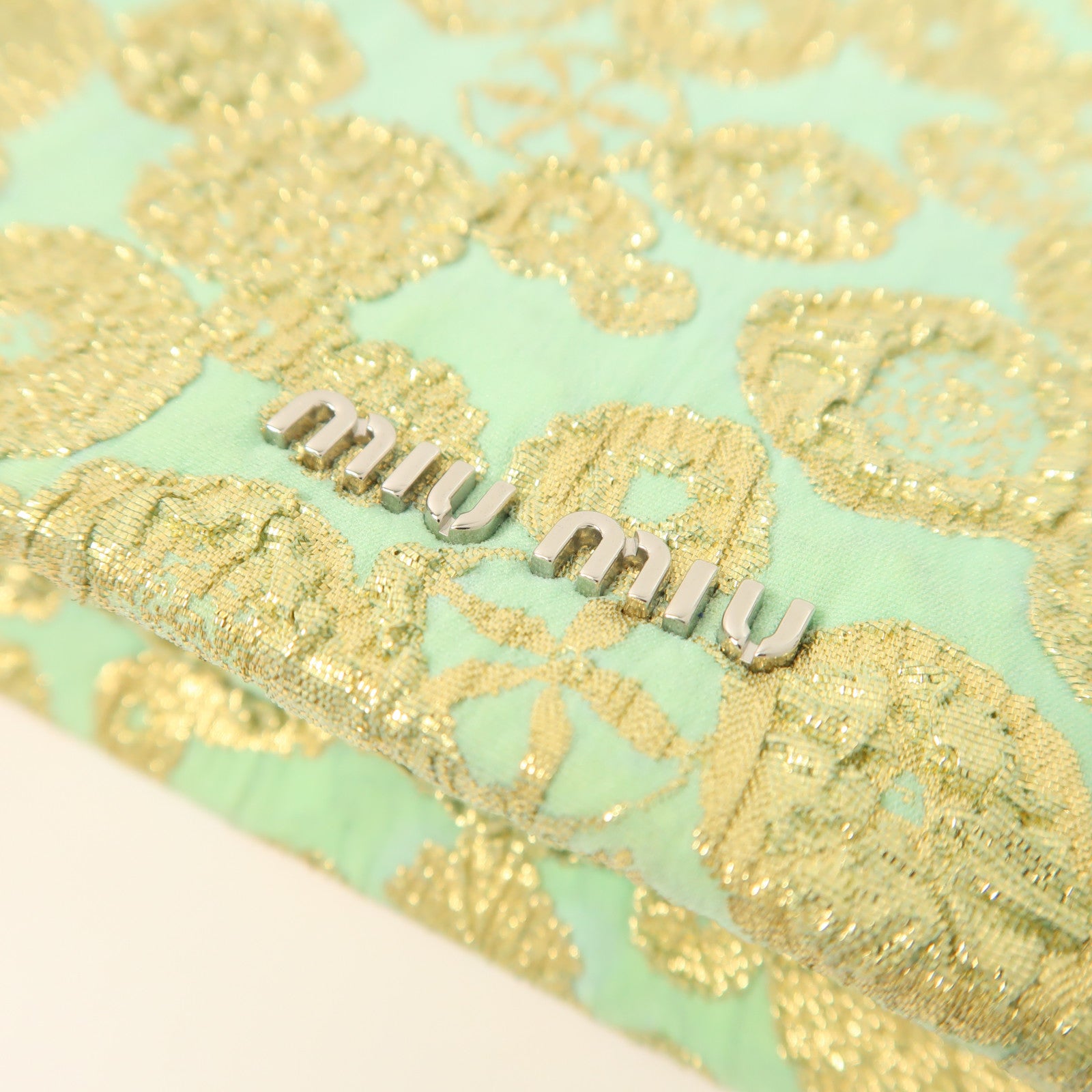 Miu Miu 【激減優惠】Broccato Lurex Chain Shoulder銀扣鏈帶肩背袋