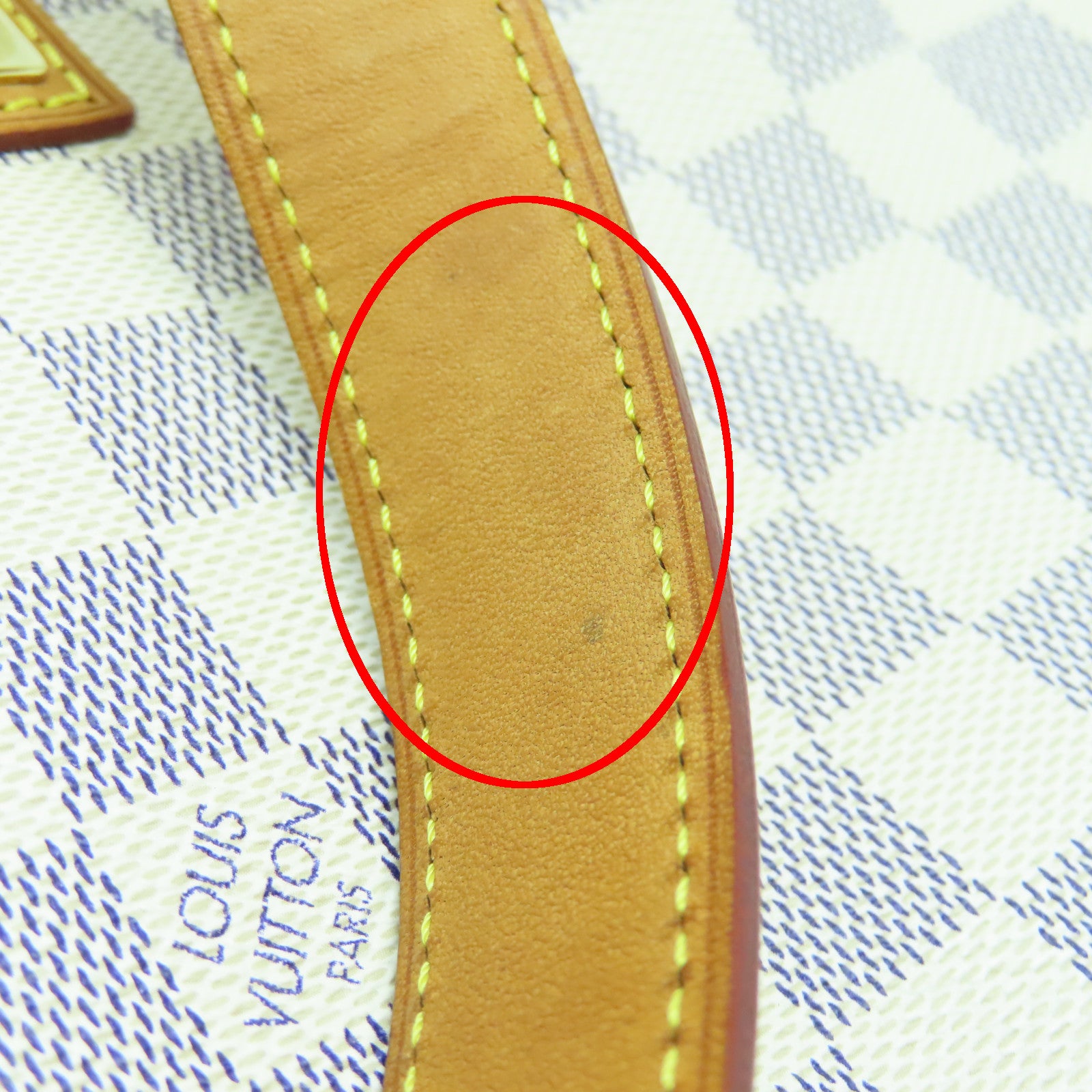 LOUIS VUITTON Damier Azur Hampstead PM金扣手挽袋白色