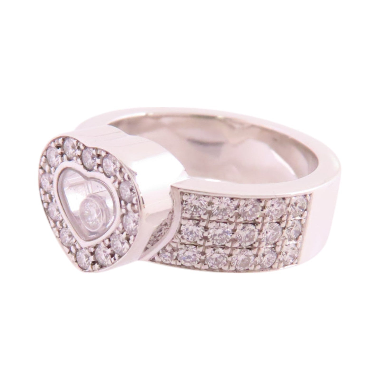 Chopard 18K白金/鑽石Happy Diamonds Heart Ring戒指US#5