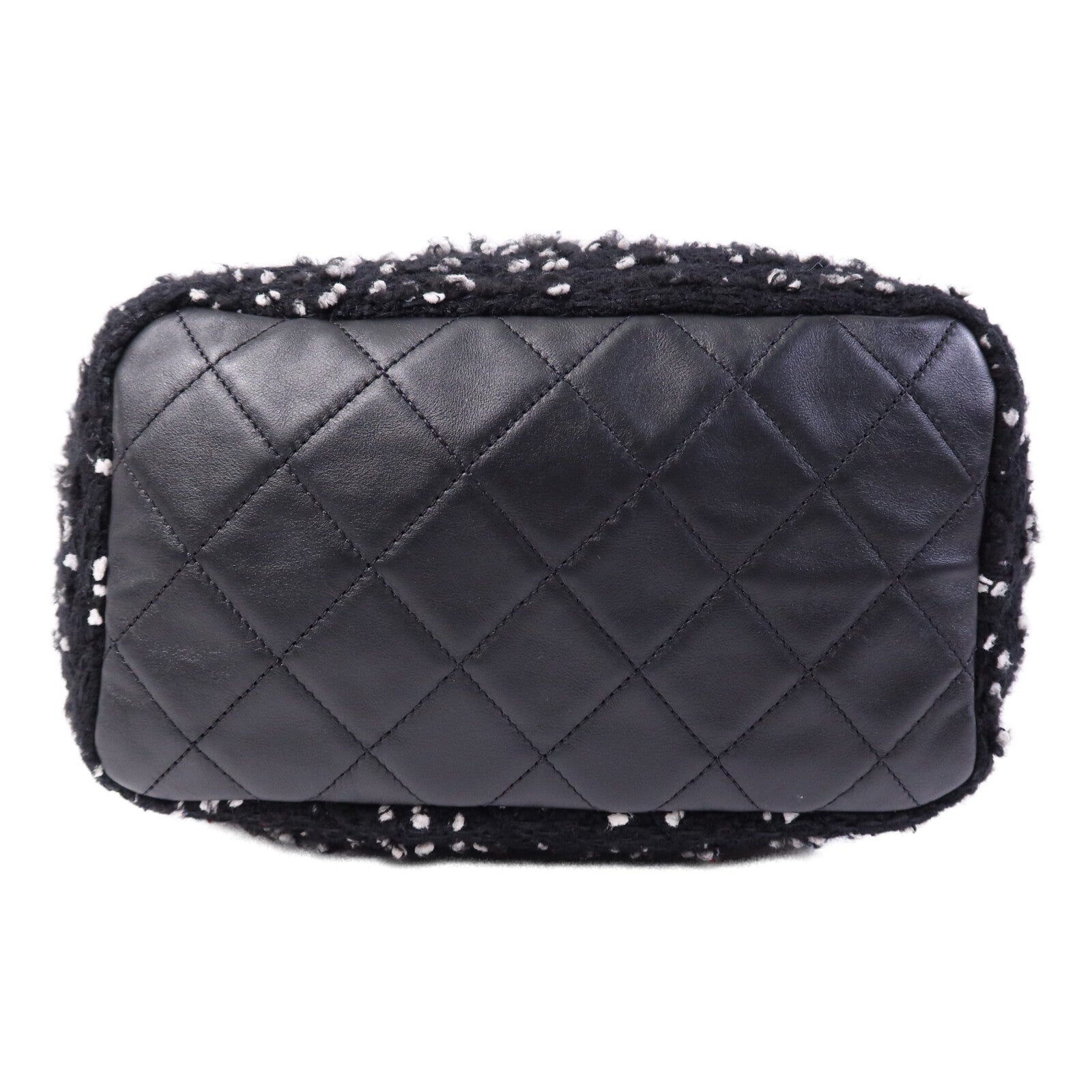 CHANEL Tweed Drawsting Bag銀扣手挽袋