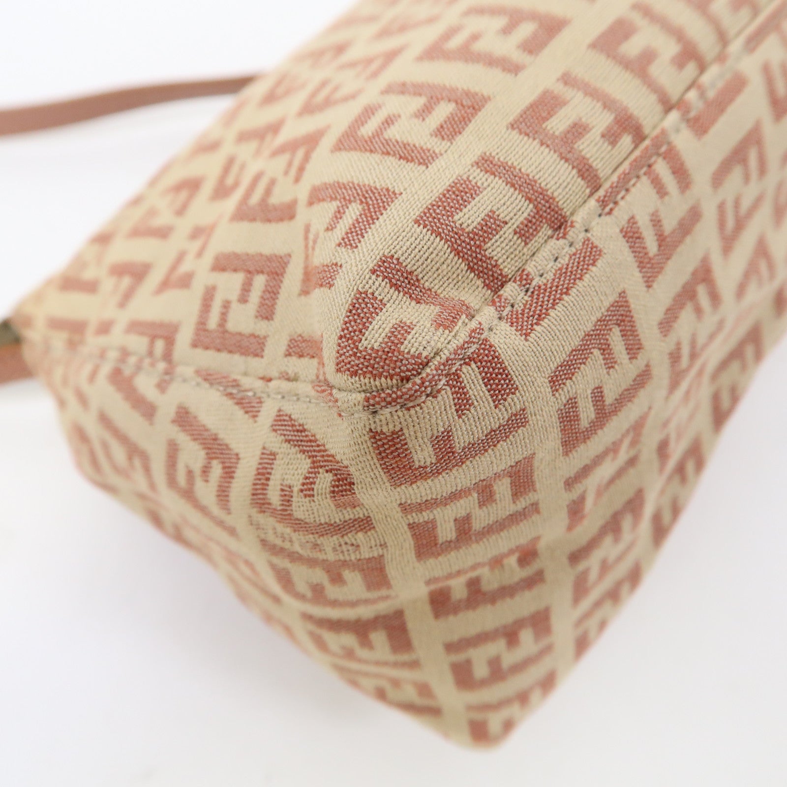 FENDI 帆布Shoulder Bag肩背袋粉紅色/米色