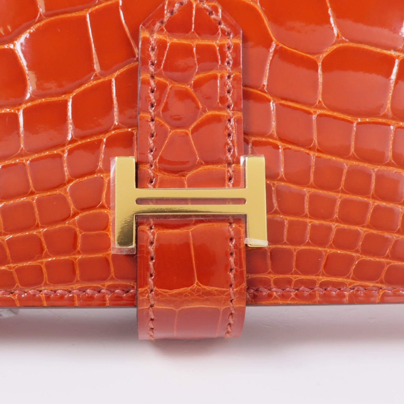 HERMES 鱷魚皮革Bearn Long wallet金扣長錢包