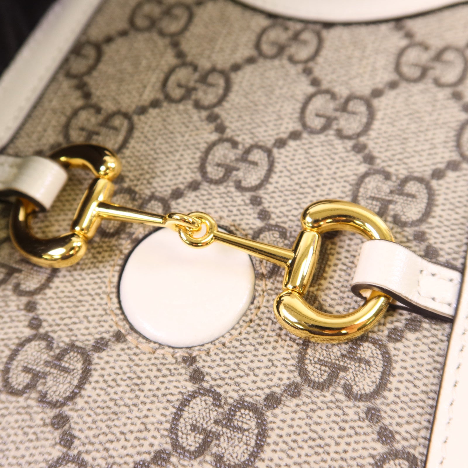 GUCCI 塗層帆布Horsebit 1955 Mini金扣肩背袋