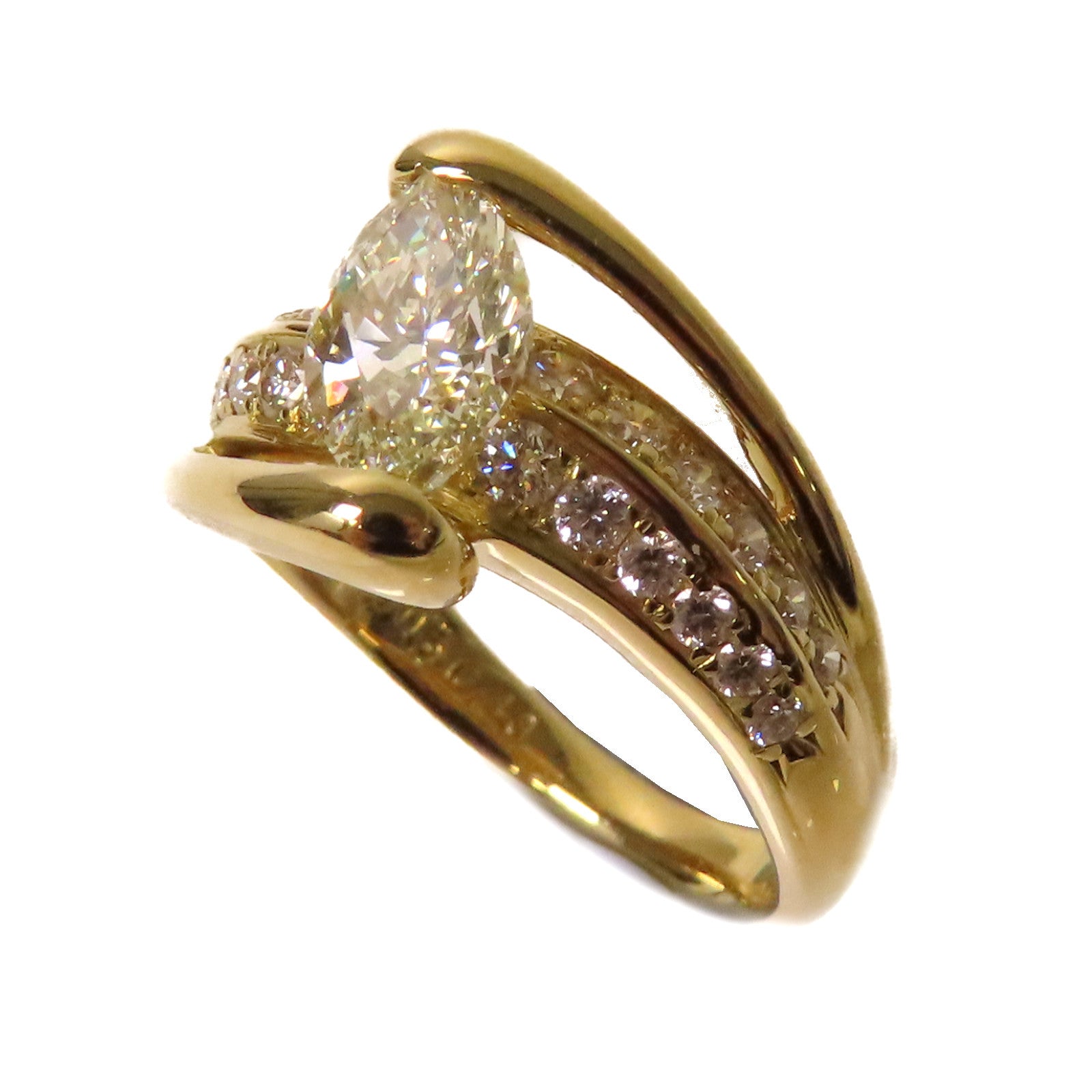 JEWELRY 【激減優惠】18K黃金/1.005ct/0.43ct鑽石Diamond Ring戒指US#5.5