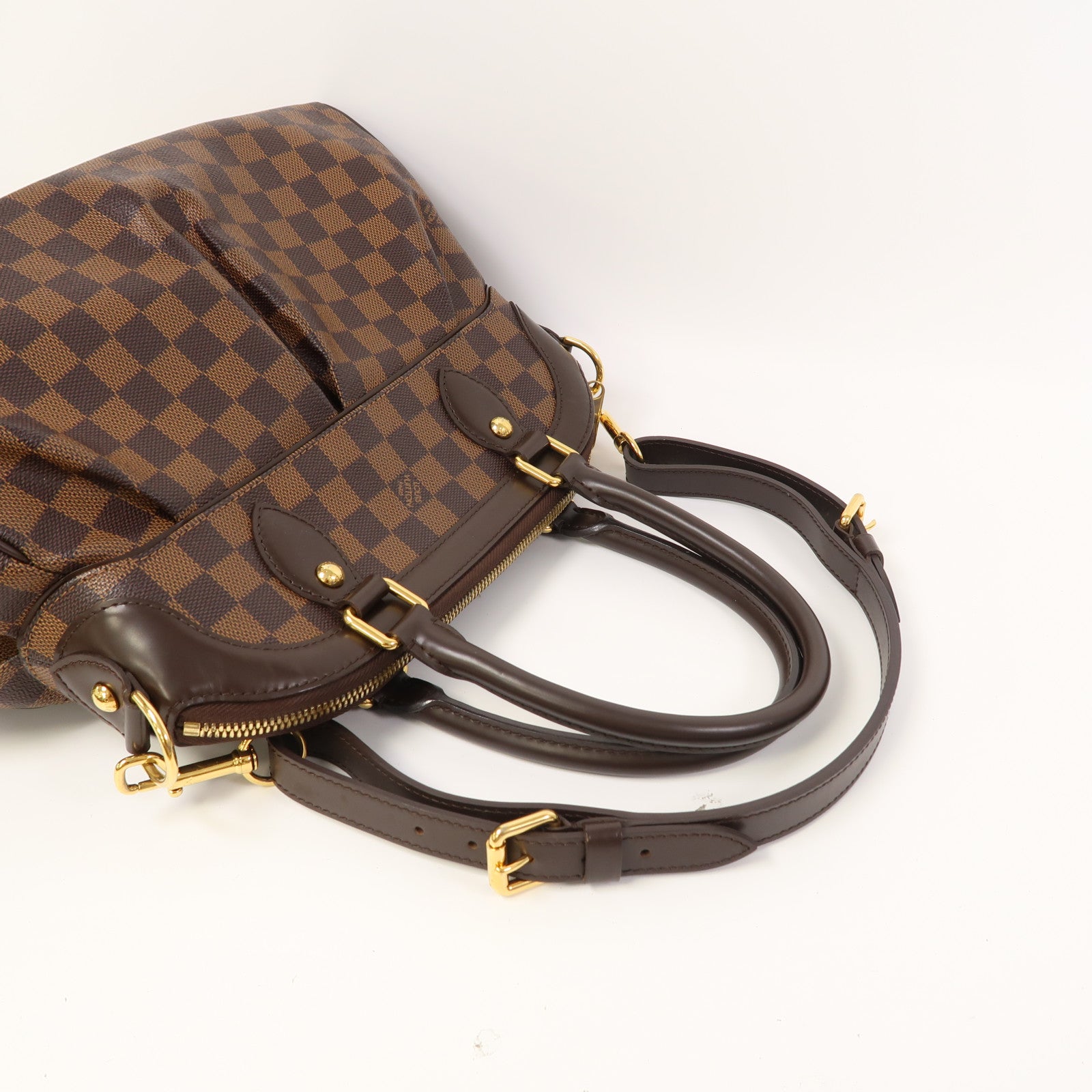 LOUIS VUITTON Damier Trevi PM金扣手挽肩背兩用袋啡色