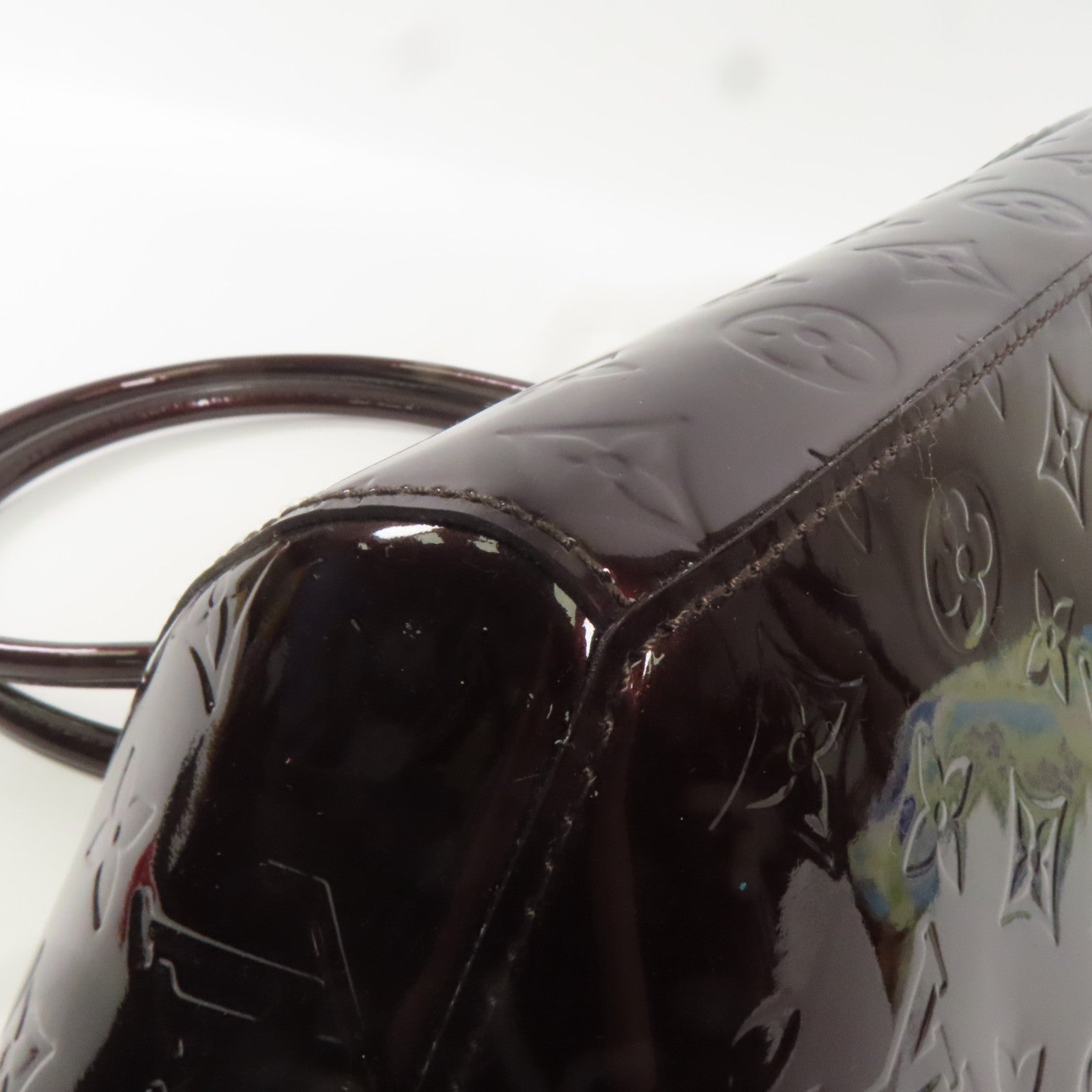LOUIS VUITTON Monogram Vernis Sherwood PM金扣肩背袋酒紅色