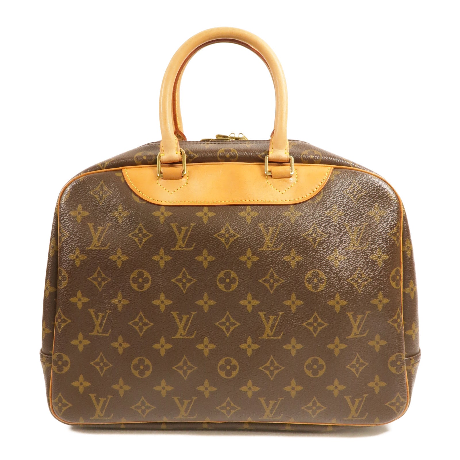 LOUIS VUITTON Monogram Deauville金扣手挽袋棕色