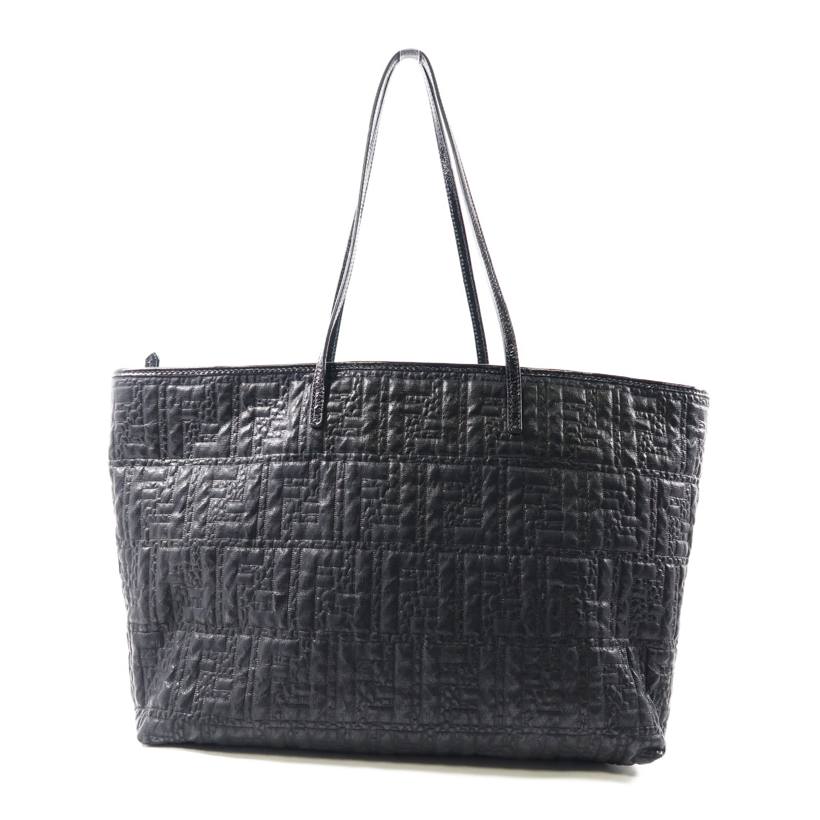 FENDI 牛皮皮革Tote Bag金扣肩背袋黑色