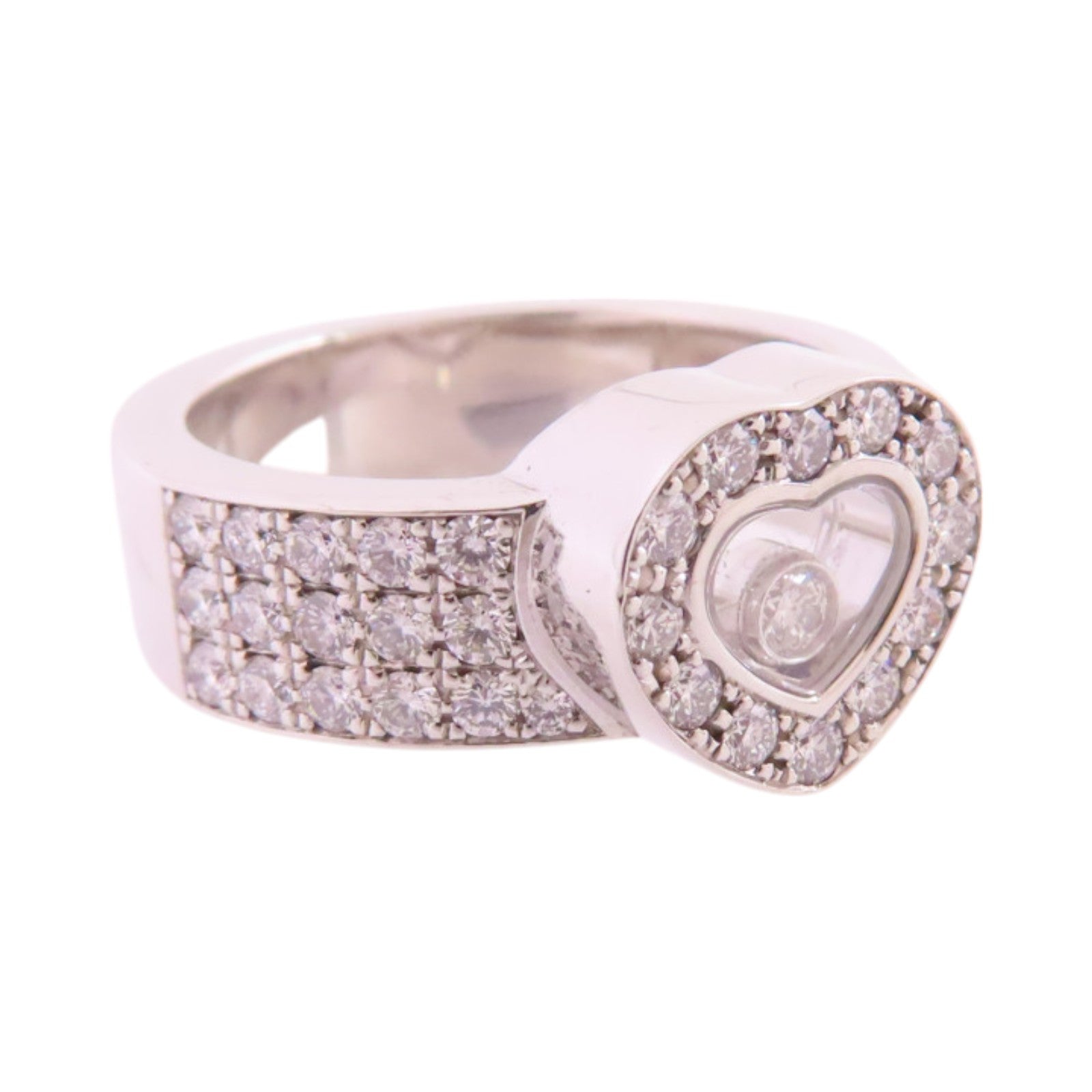 Chopard 18K白金/鑽石Happy Diamonds Heart Ring戒指US#5