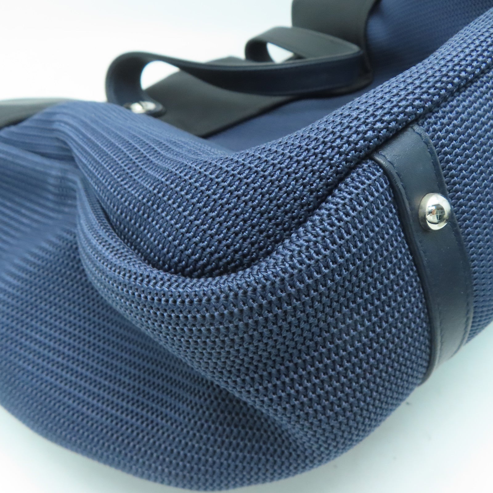 CHANEL 【激減優惠】尼龍/帆布Tote Bag銀扣手挽袋深藍色/黑色