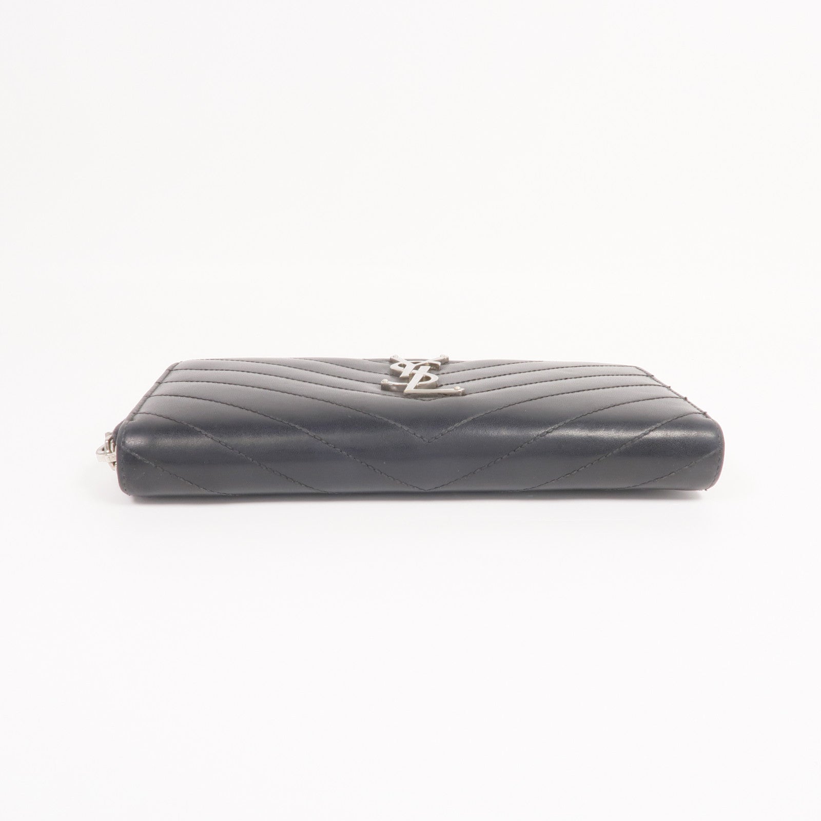 SAINT LAURENT 皮革Long Zipper Wallet銀扣長錢包