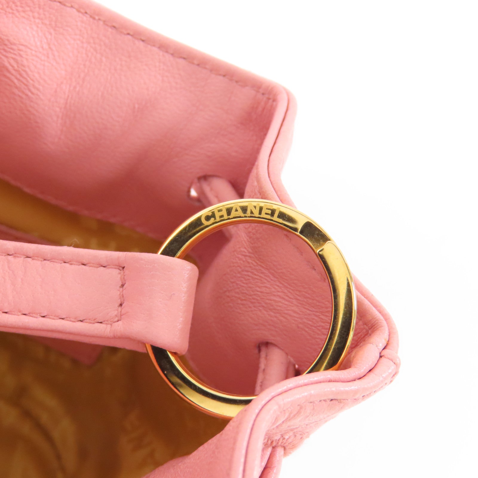 CHANEL CC GHW Pouch Lambskin Leather Pink