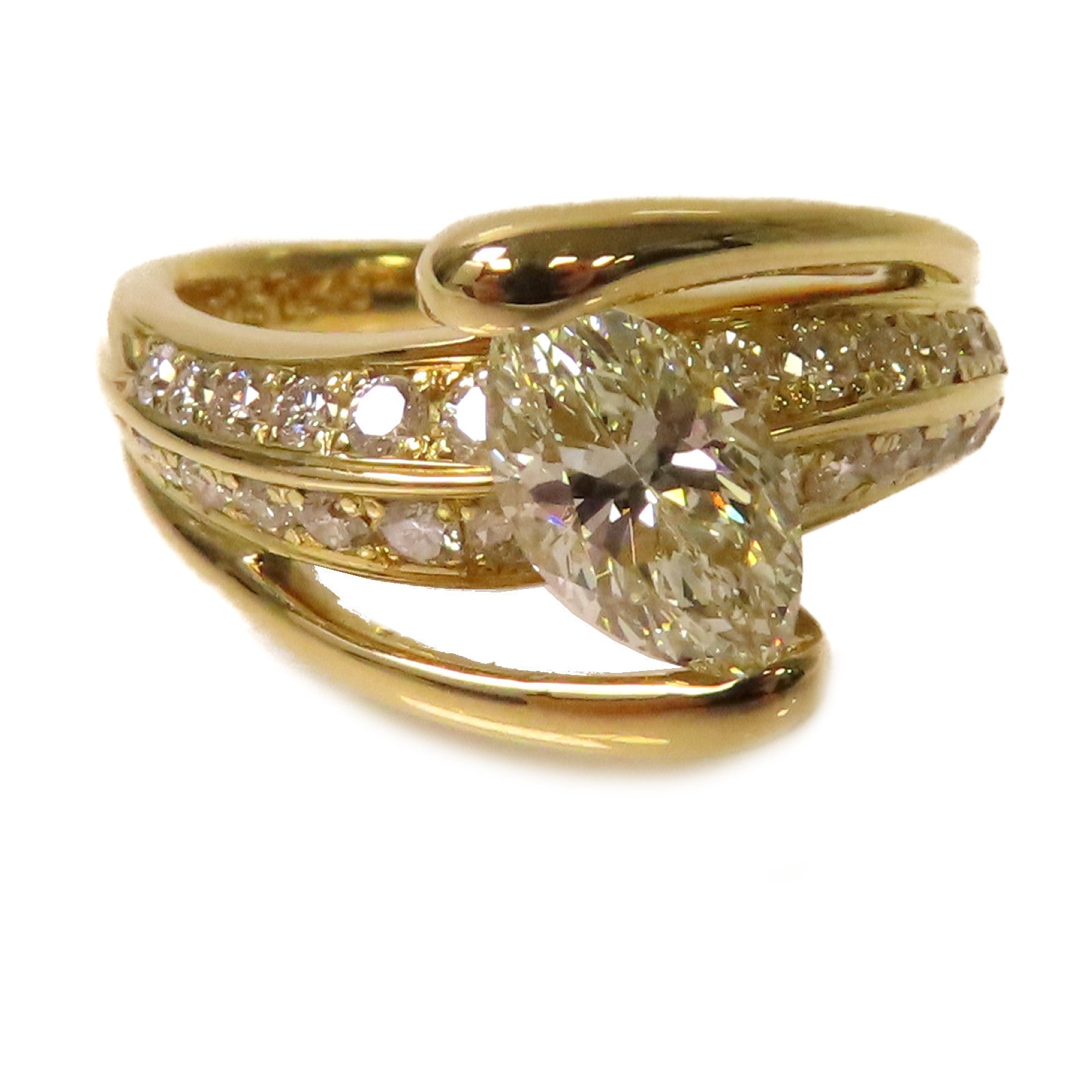 JEWELRY 【激減優惠】18K黃金/1.005ct/0.43ct鑽石Diamond Ring戒指US#5.5