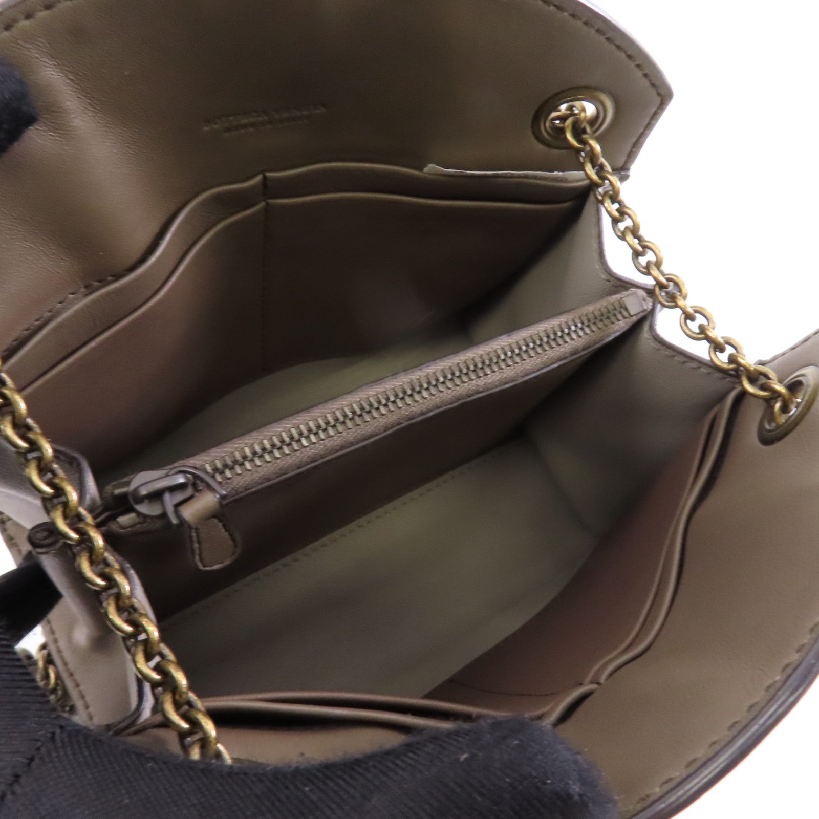 BOTTEGA VENETA 【激減優惠】羊皮皮革Chain Shoulder Bag金扣鏈帶肩背袋米灰色