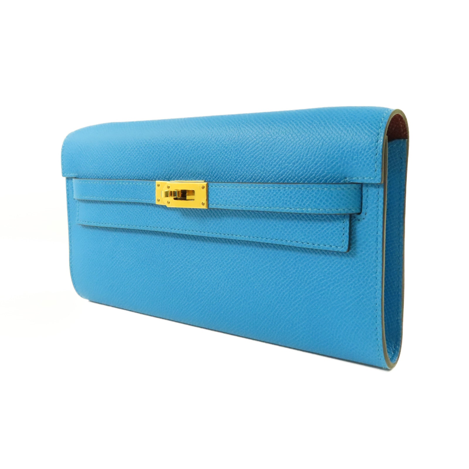 HERMES Epsom皮革Kelly To Go金扣肩背袋Blue Zanzibar
