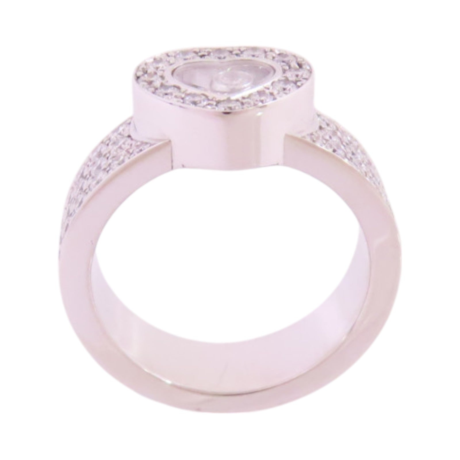 Chopard 18K白金/鑽石Happy Diamonds Heart Ring戒指US#5