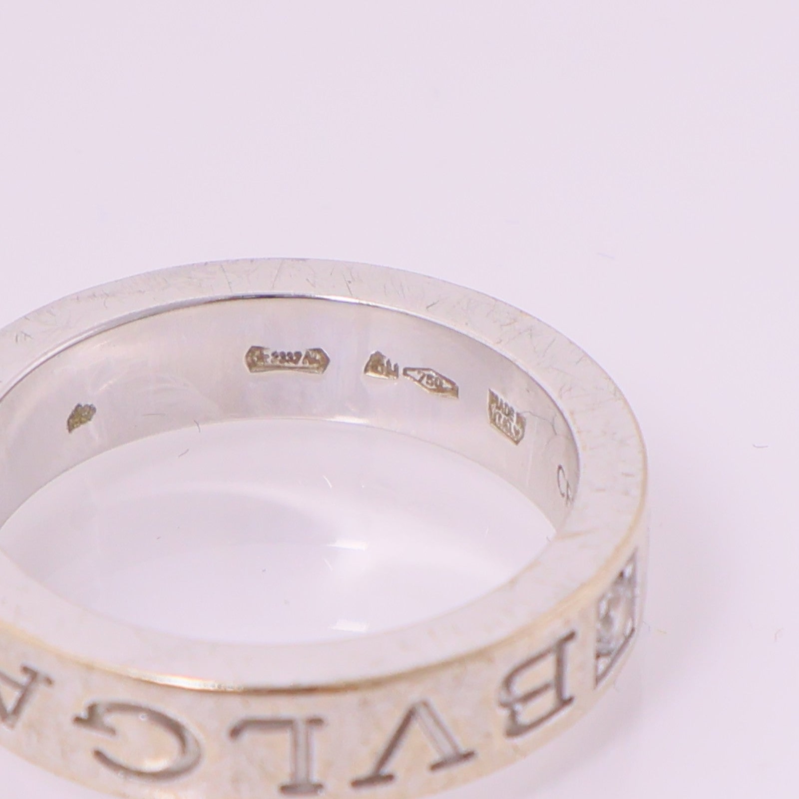 BVLGARI 18K白金Double Logo 1p Diamond Ring鑽石戒指US#4.25