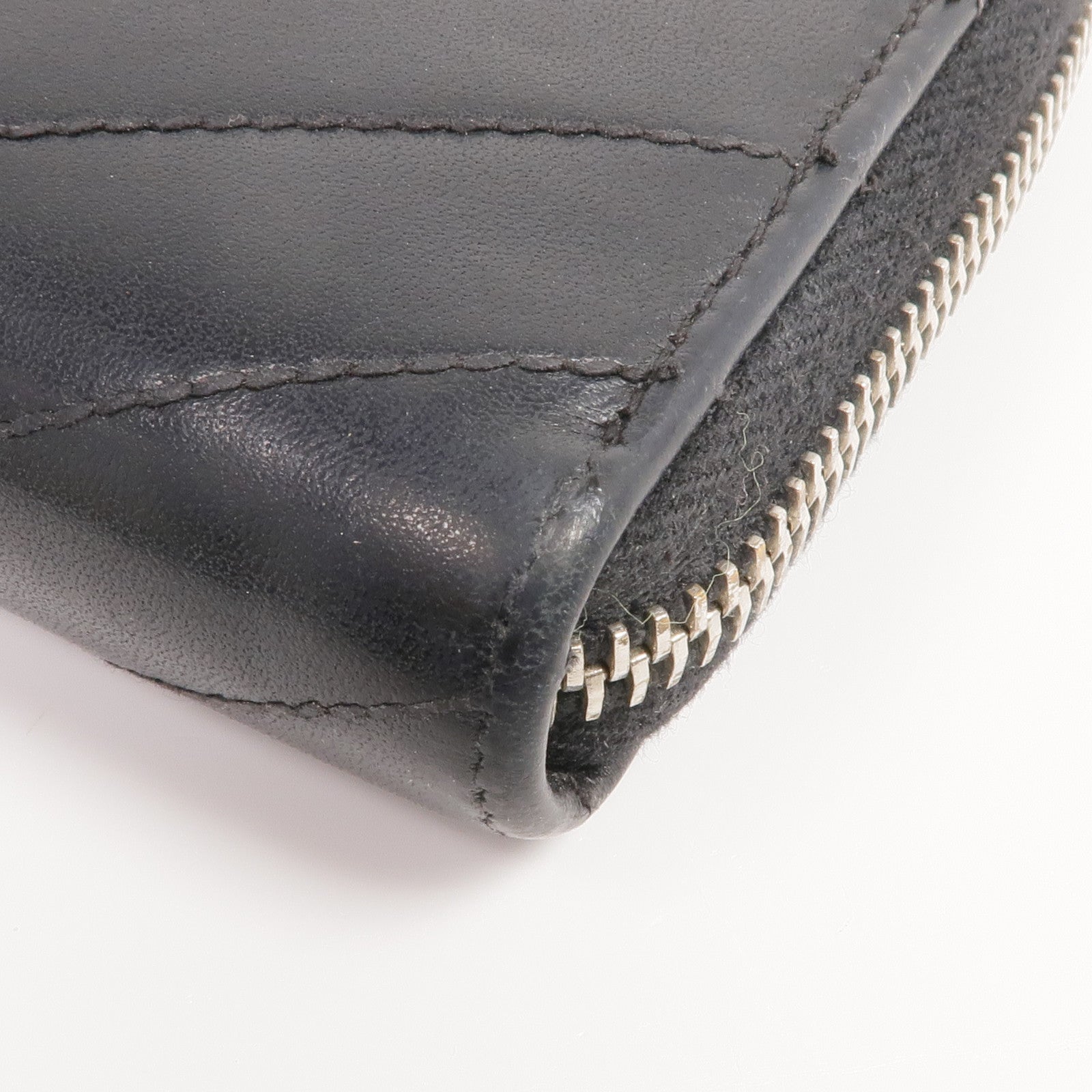 SAINT LAURENT 皮革Long Zipper Wallet銀扣長錢包