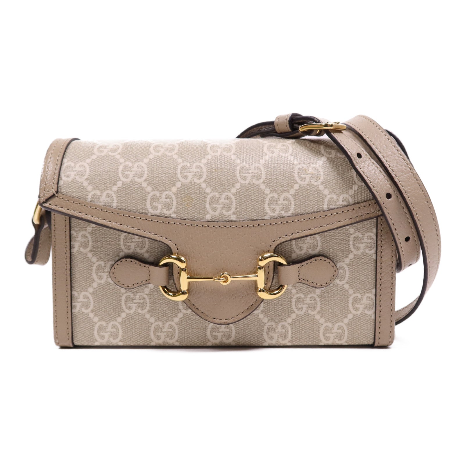 GUCCI 塗層帆布Horsebit 1955 Mini金扣肩背袋