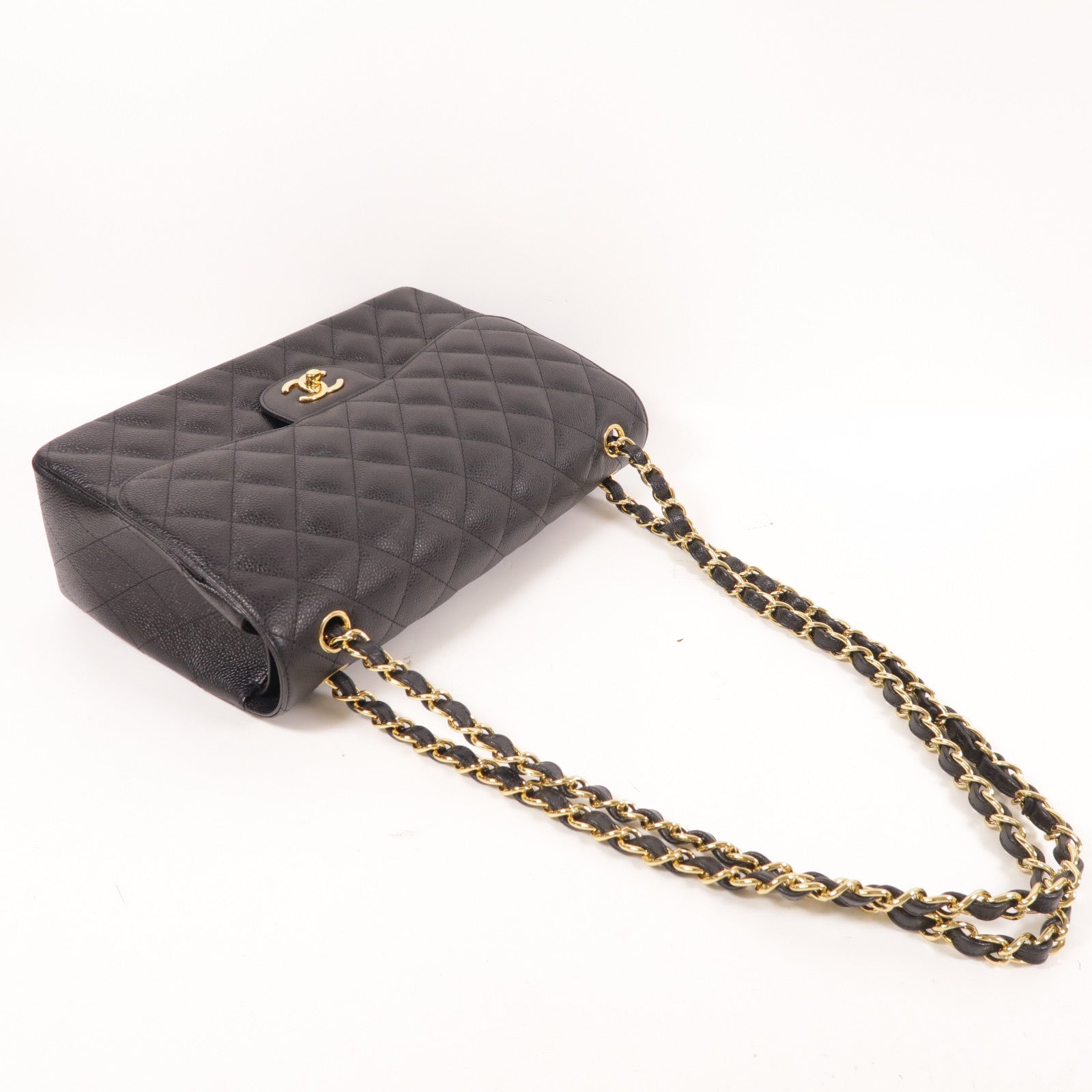 CHANEL 牛皮皮革Large Classic金扣鏈帶肩背袋