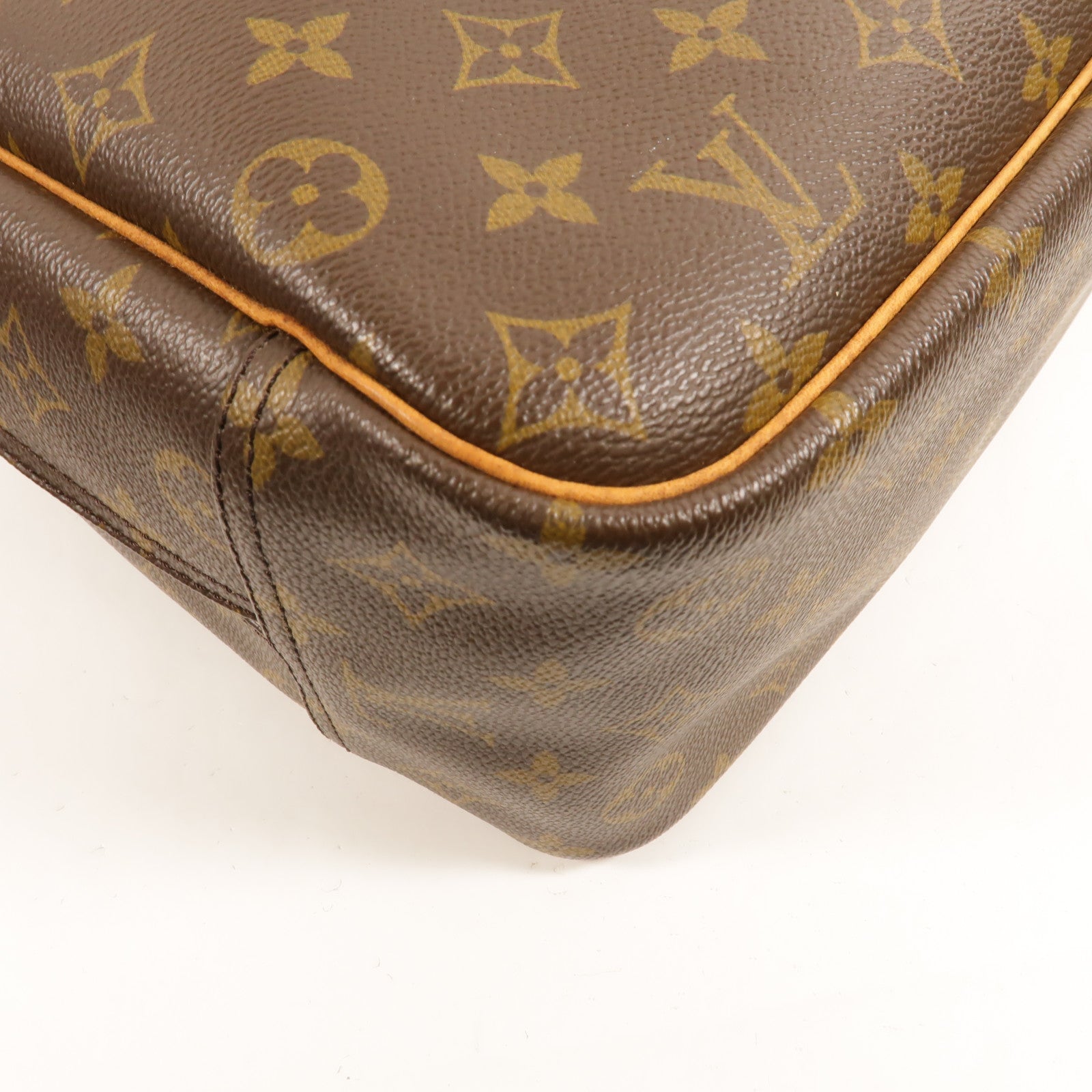 LOUIS VUITTON Monogram Deauville金扣手挽袋棕色