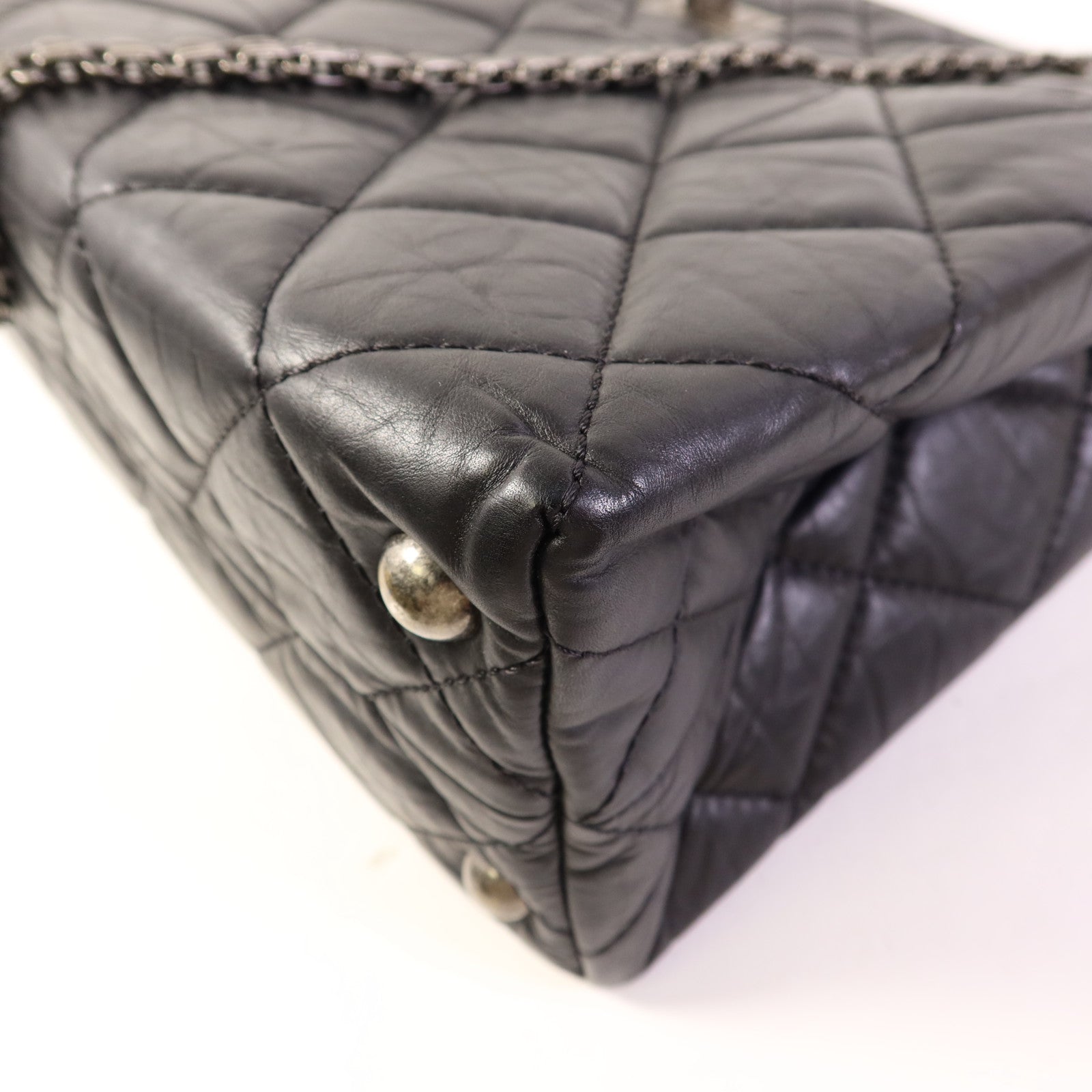 CHANEL 牛皮皮革2.55銀扣手挽袋