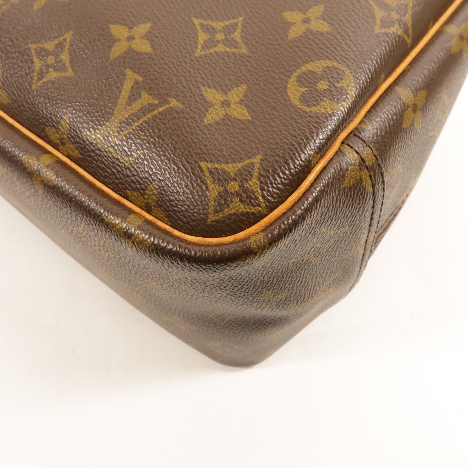 LOUIS VUITTON Monogram Deauville金扣手挽袋棕色