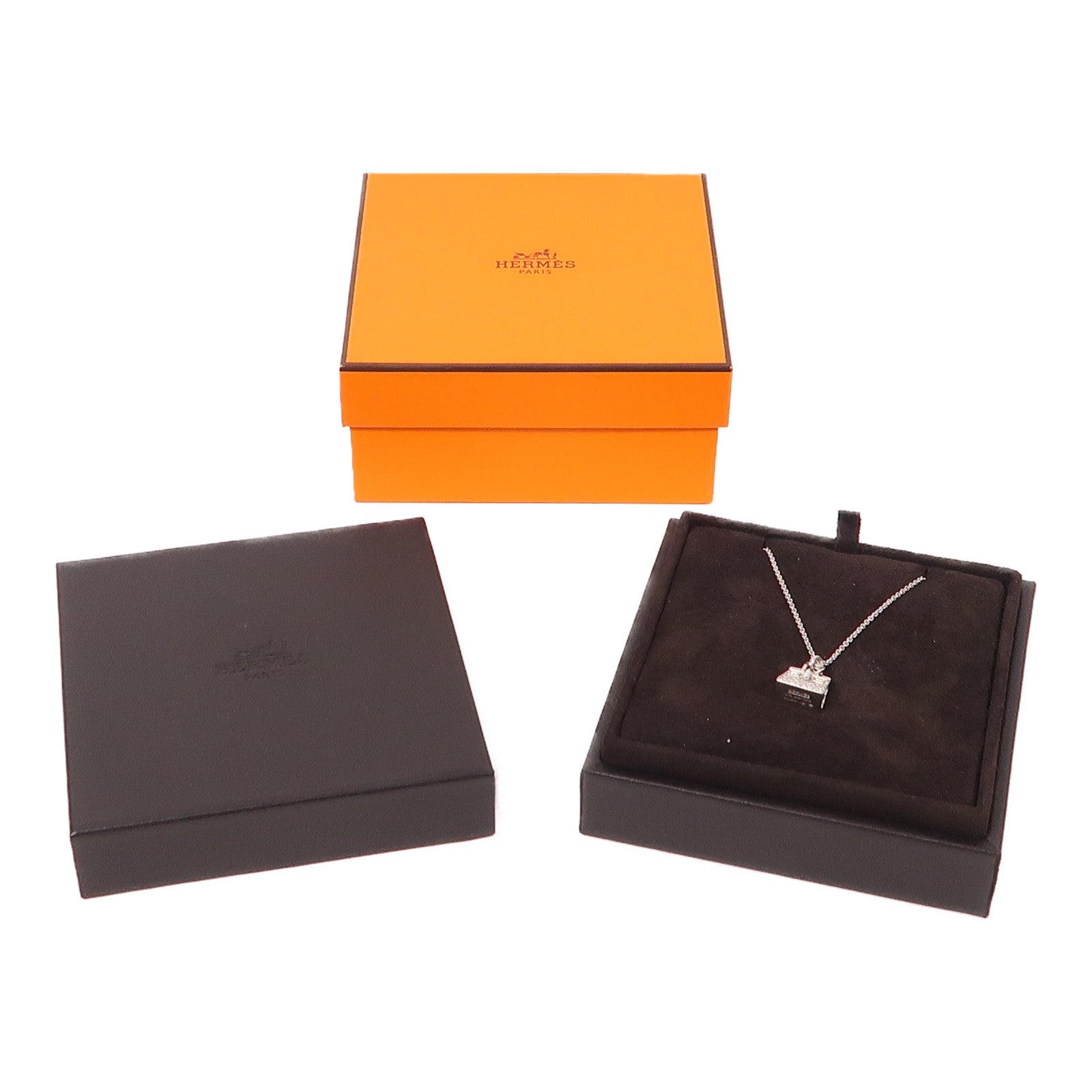 HERMES Amulettes Birkin Pendant Necklace 18K White Gold