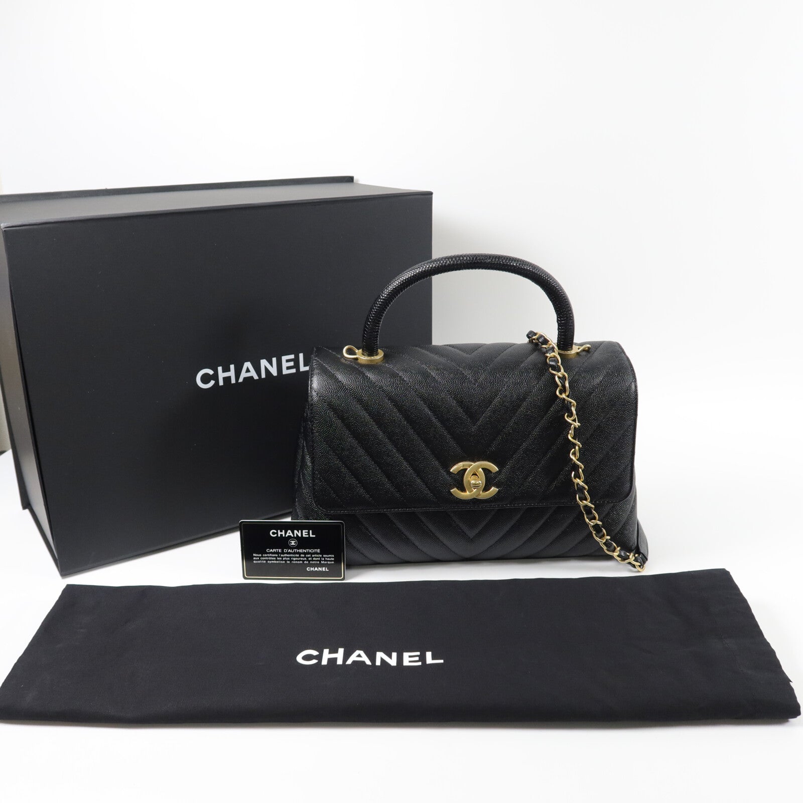 CHANEL 牛皮皮革Coco Handle Medium手挽肩背兩用袋