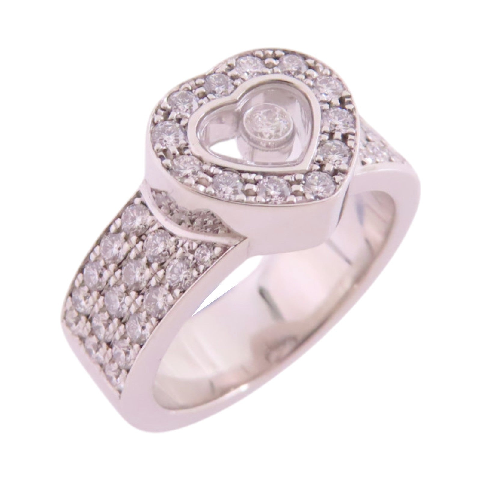 Chopard 18K白金/鑽石Happy Diamonds Heart Ring戒指US#5