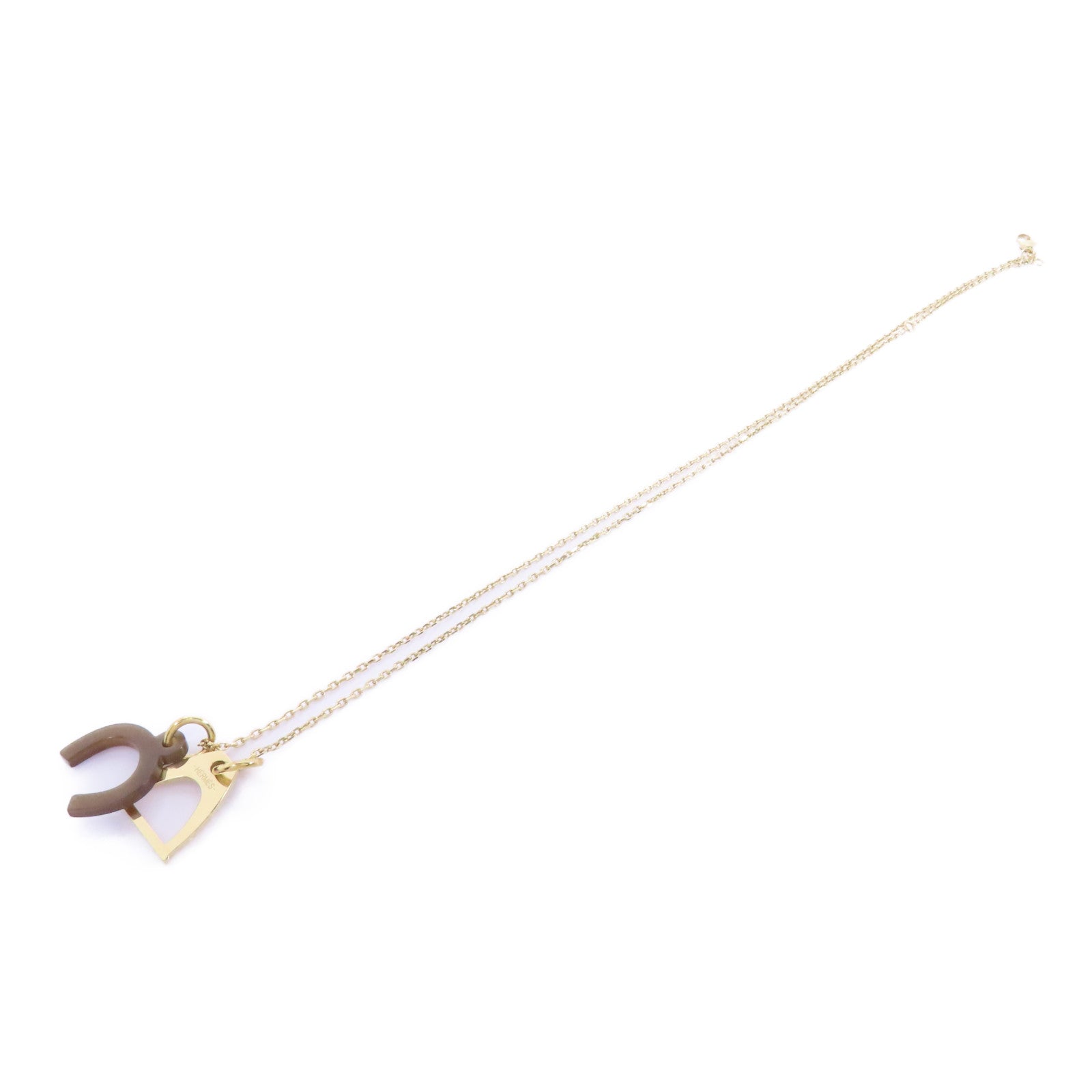 HERMES 金屬/Horn Necklace項鍊啡色/金色