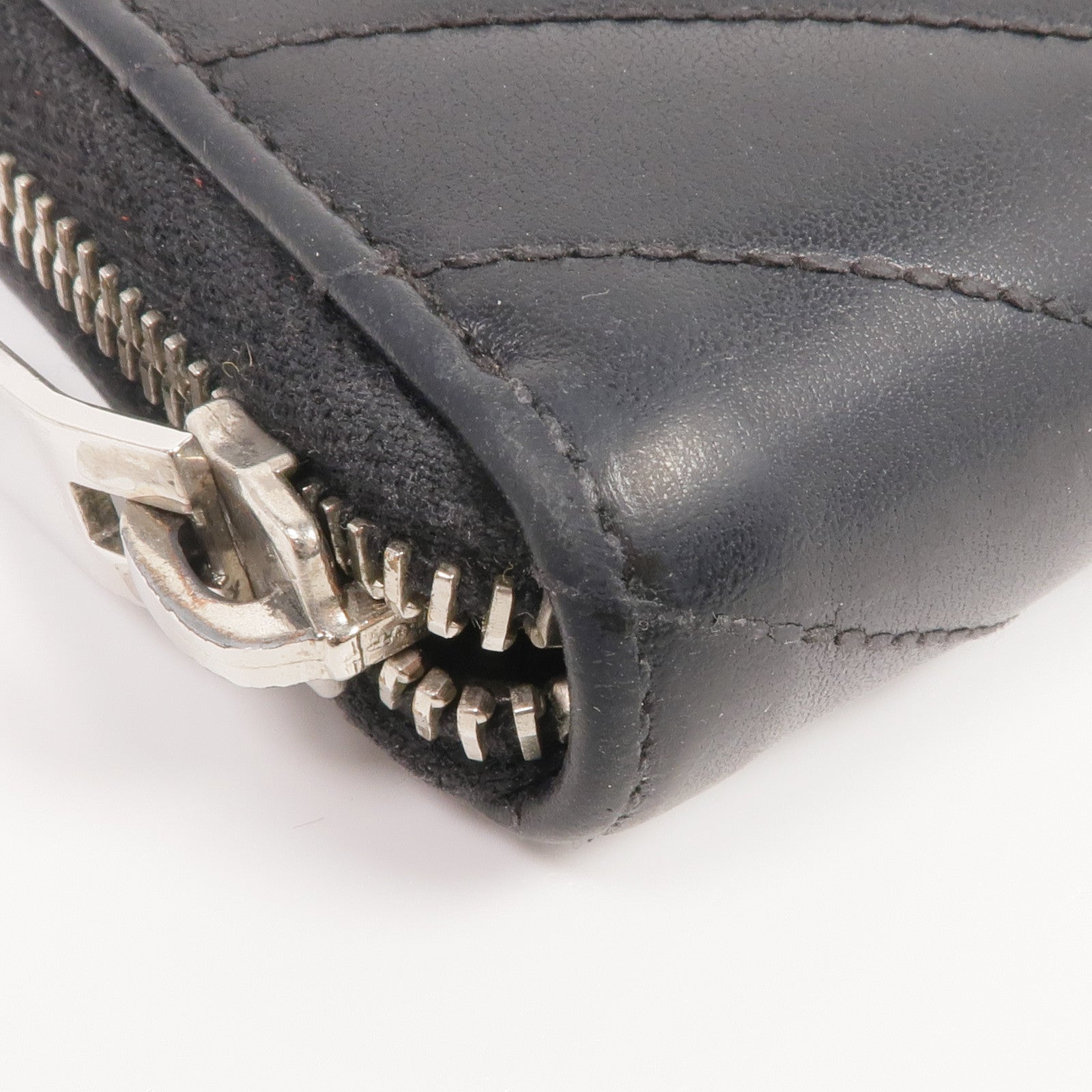 SAINT LAURENT 皮革Long Zipper Wallet銀扣長錢包