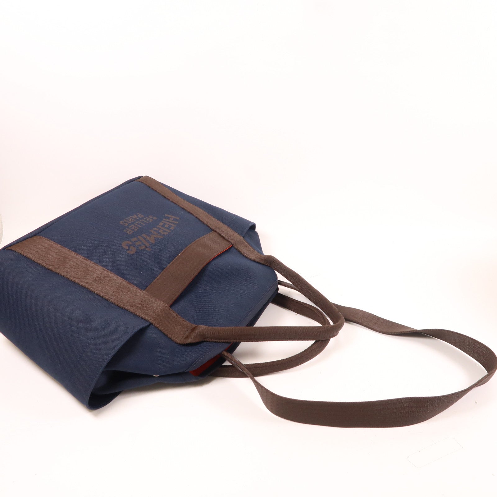 HERMES 帆布The Grooming Bag銀扣手挽肩背兩用袋