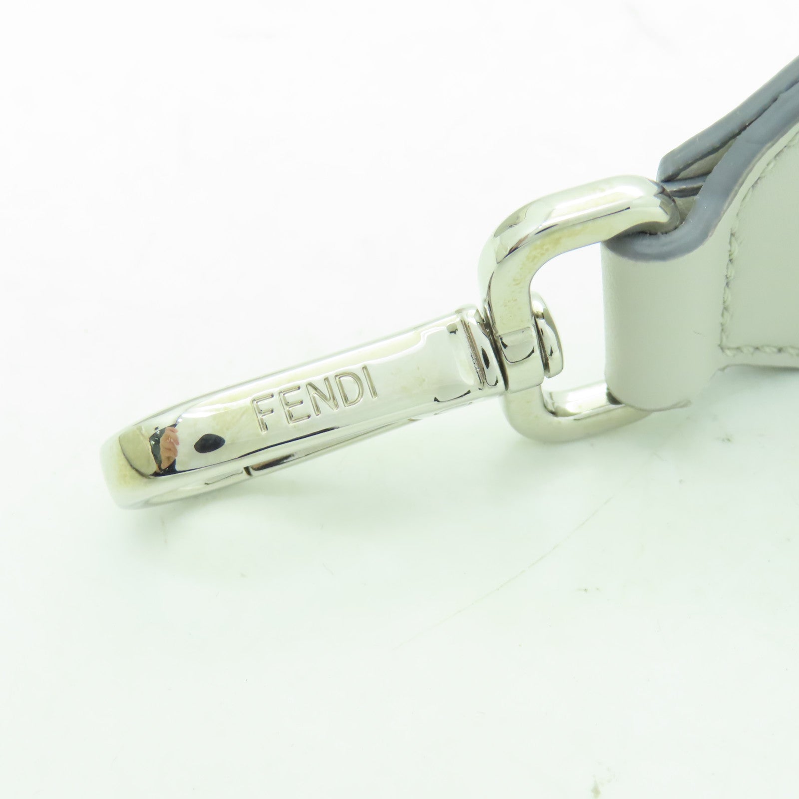 FENDI 【激減優惠】羊皮皮革Shoulder Bag銀扣肩背袋灰色