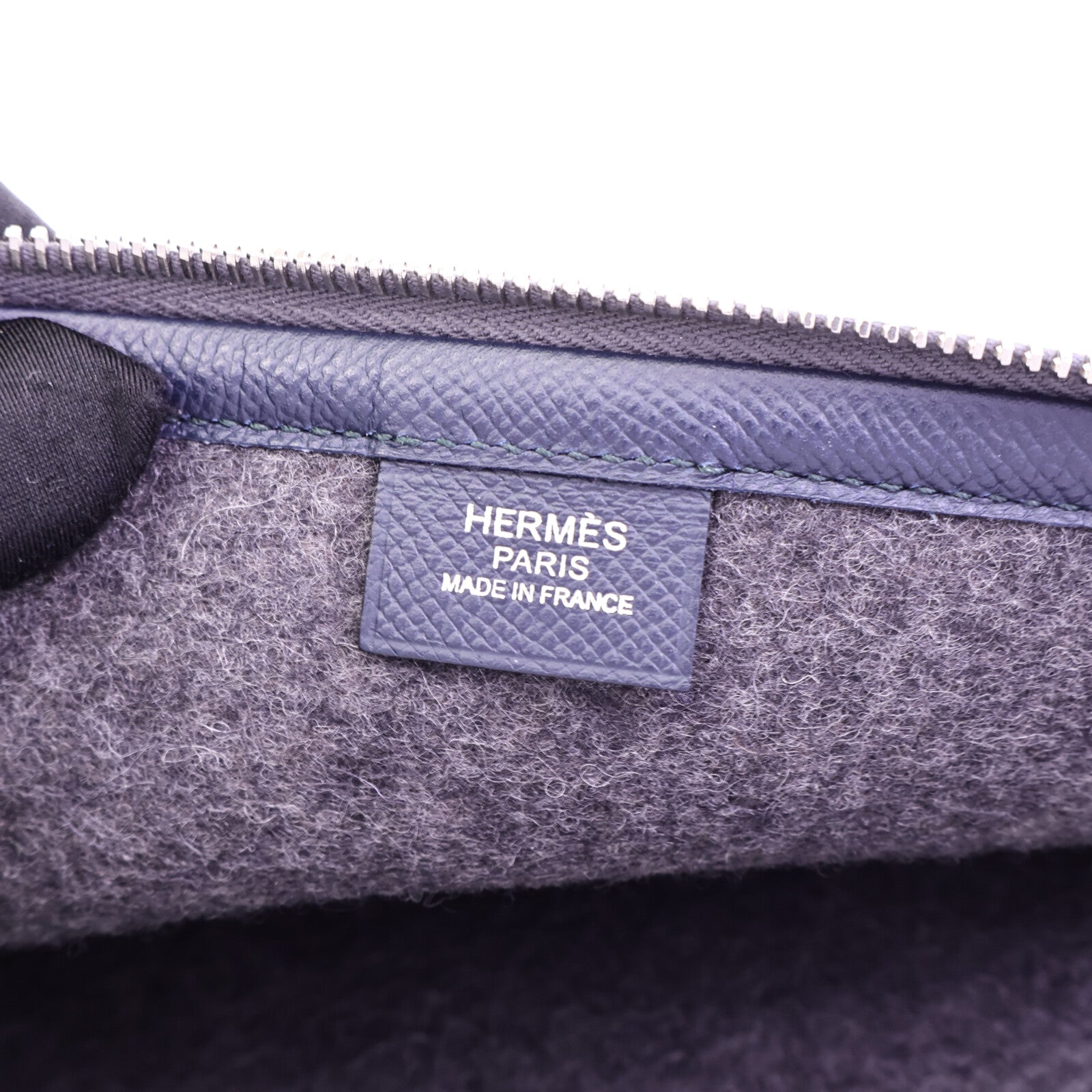 HERMES 【激減優惠】Epsom皮革/羊毛Toodoo Pouch 29手拿包Blue Nuit/Vert Cypre