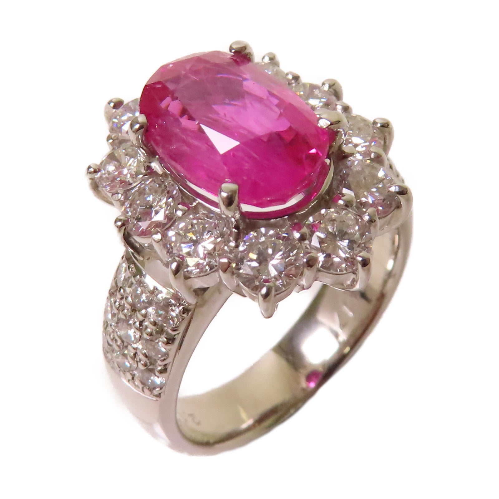 JEWELRY 【激減優惠】PT900鉑金/4.17ct紅寶石/2.12ct鑽石Ruby Ring戒指US#6.75