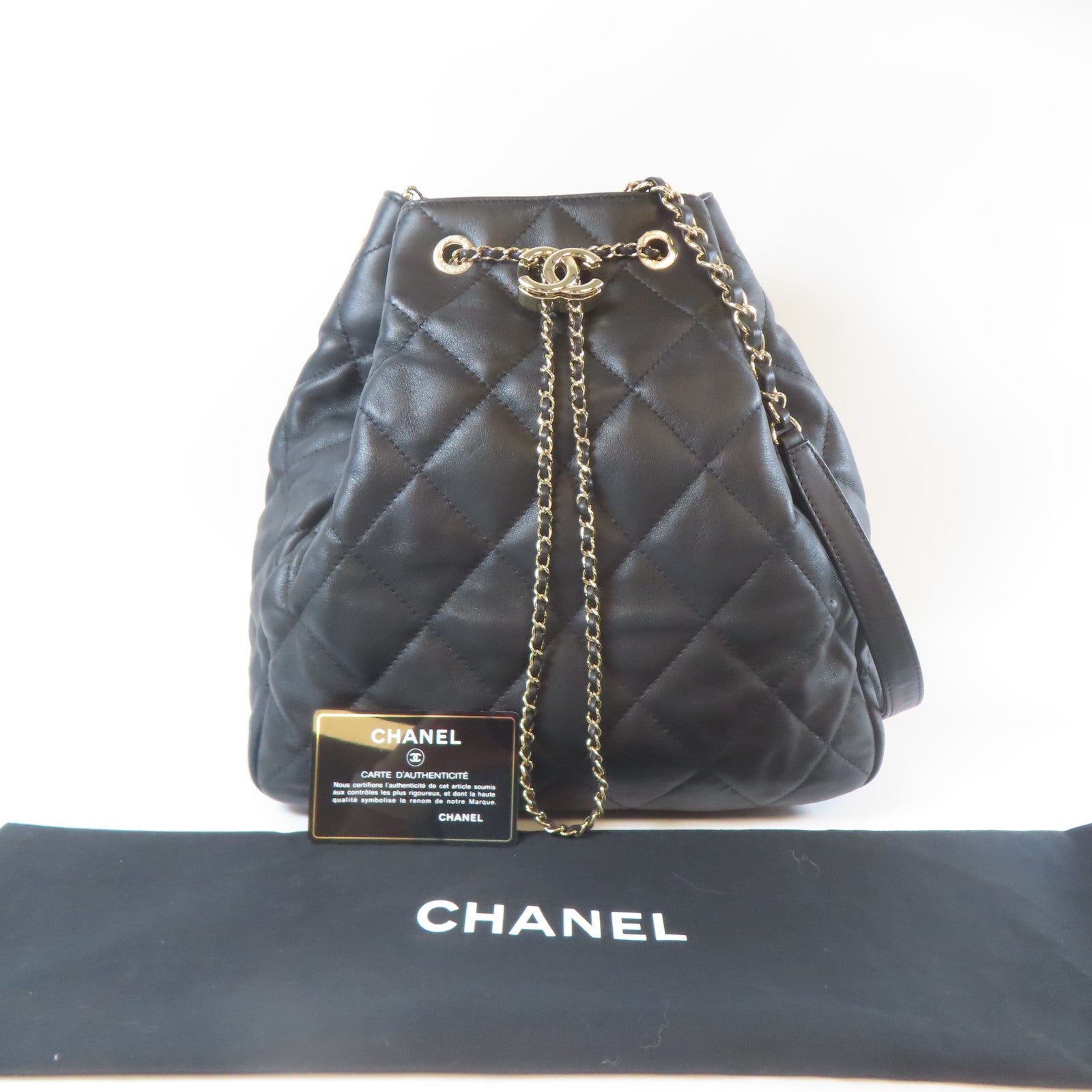 CHANEL 【激減優惠】菱格皮革Chain Shoulder金扣鏈帶肩背袋黑色