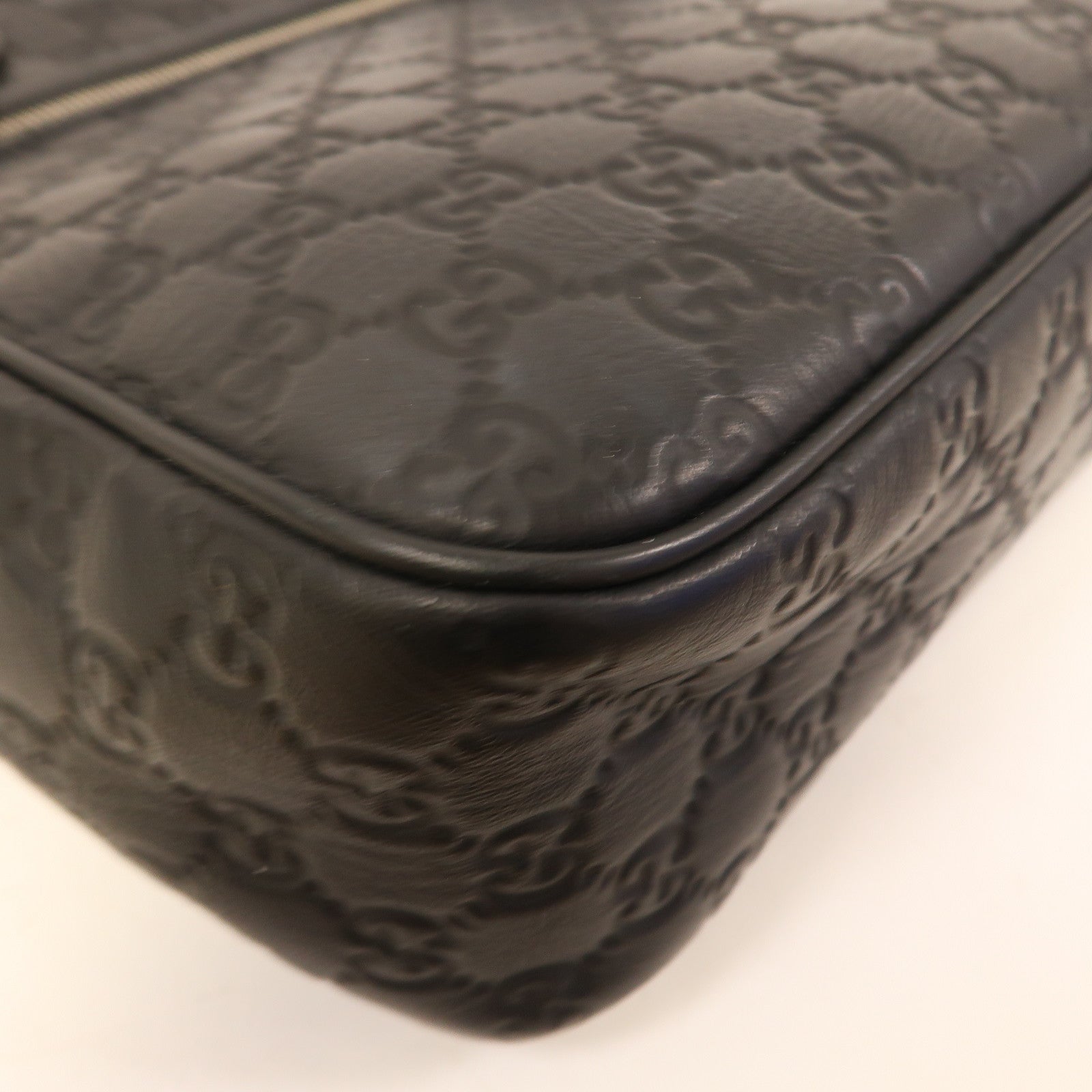 GUCCI 牛皮皮革Guccisima銀扣肩背袋黑色