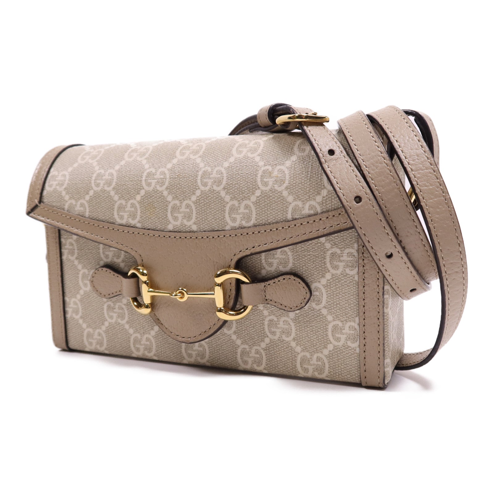 GUCCI 塗層帆布Horsebit 1955 Mini金扣肩背袋