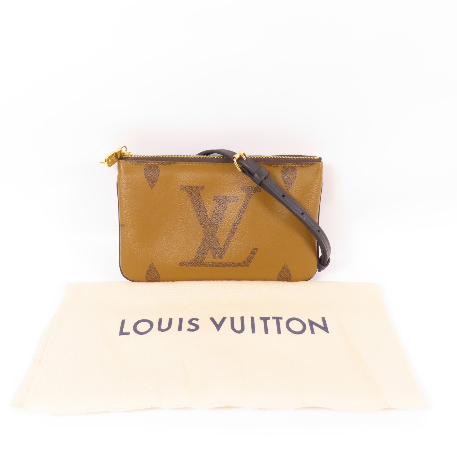 LOUIS VUITTON LV GHW Double Zip Pochette Shoulder Bag M69203 Monogram Reverse